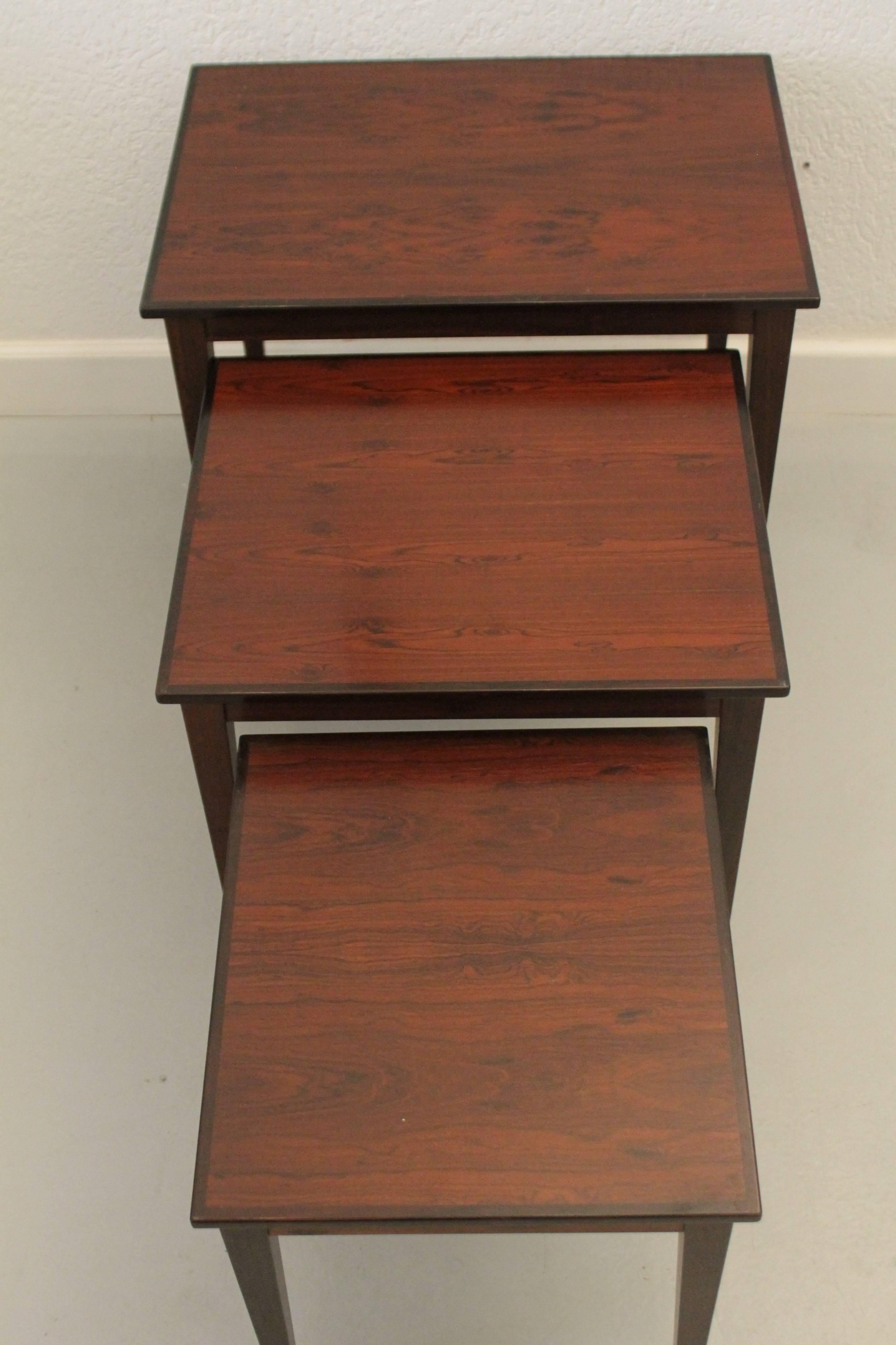 Danish Rosewood Nesting Tables For Sale 3