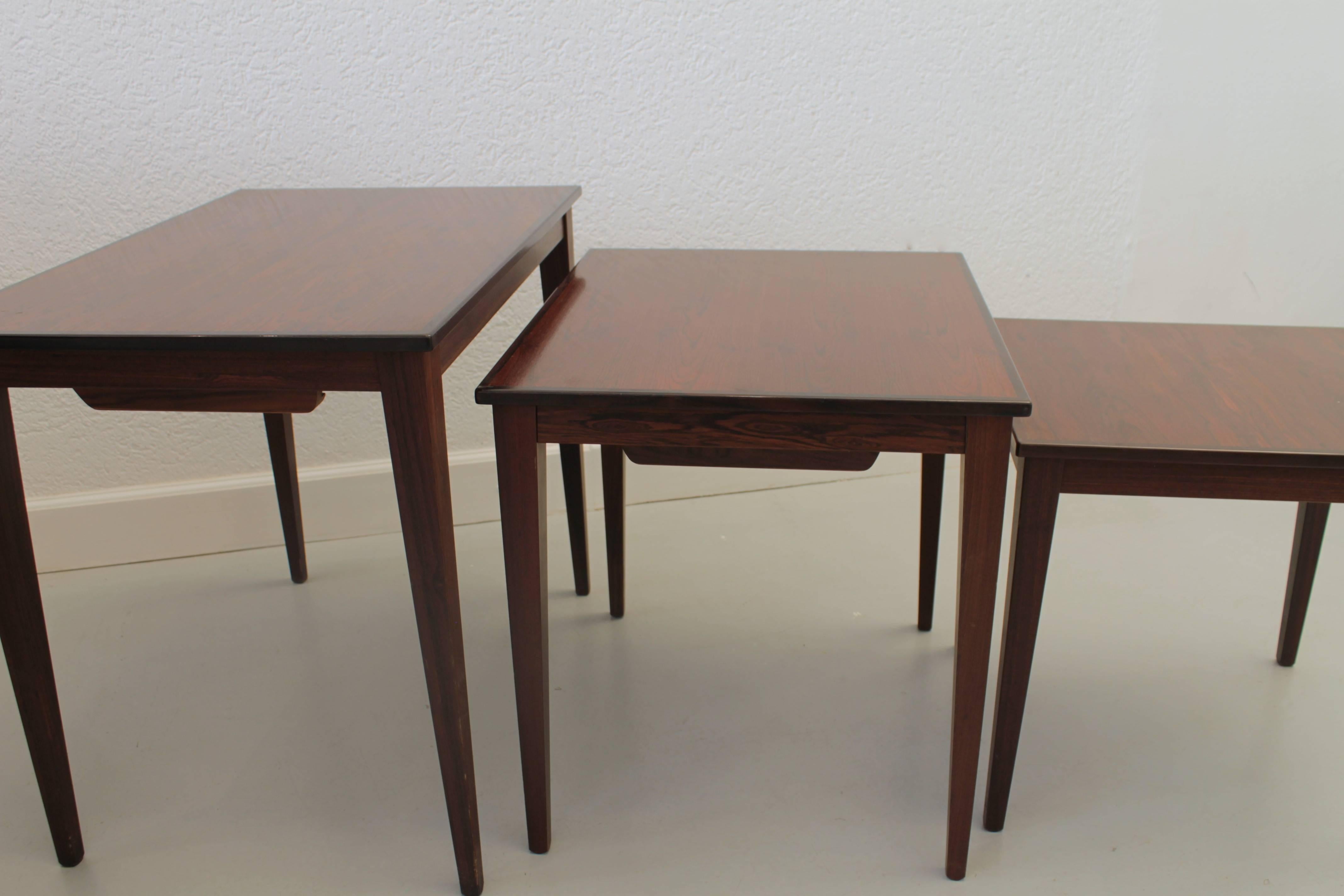Danish Rosewood Nesting Tables For Sale 4