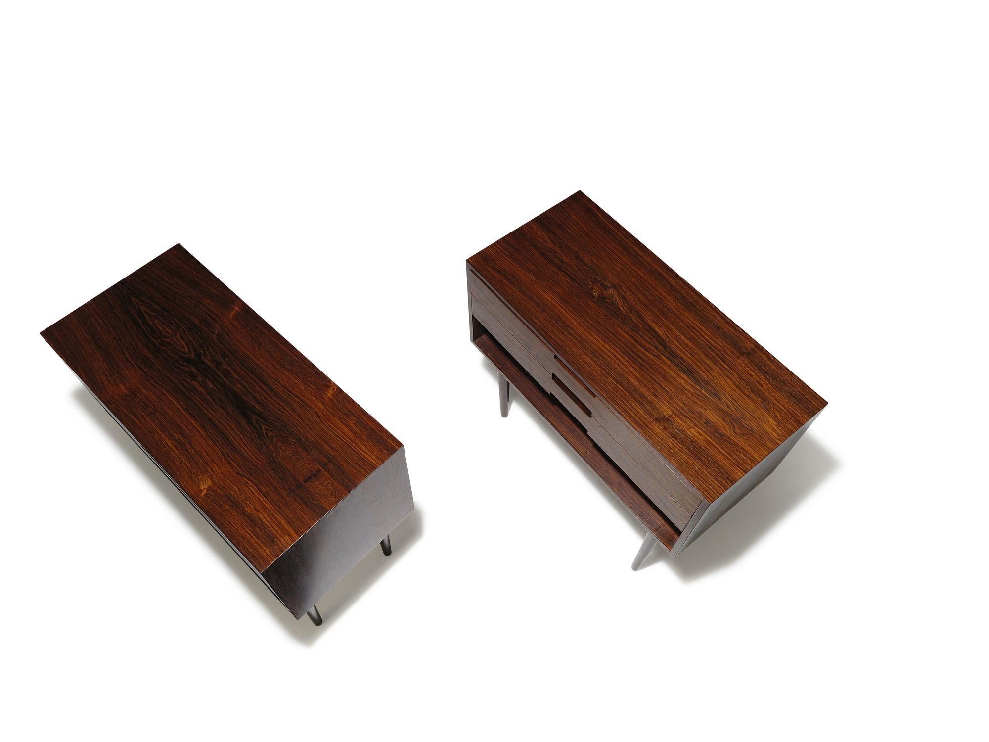 Danish Rosewood Nightstand Bedside Tables with Drawers For Sale 5