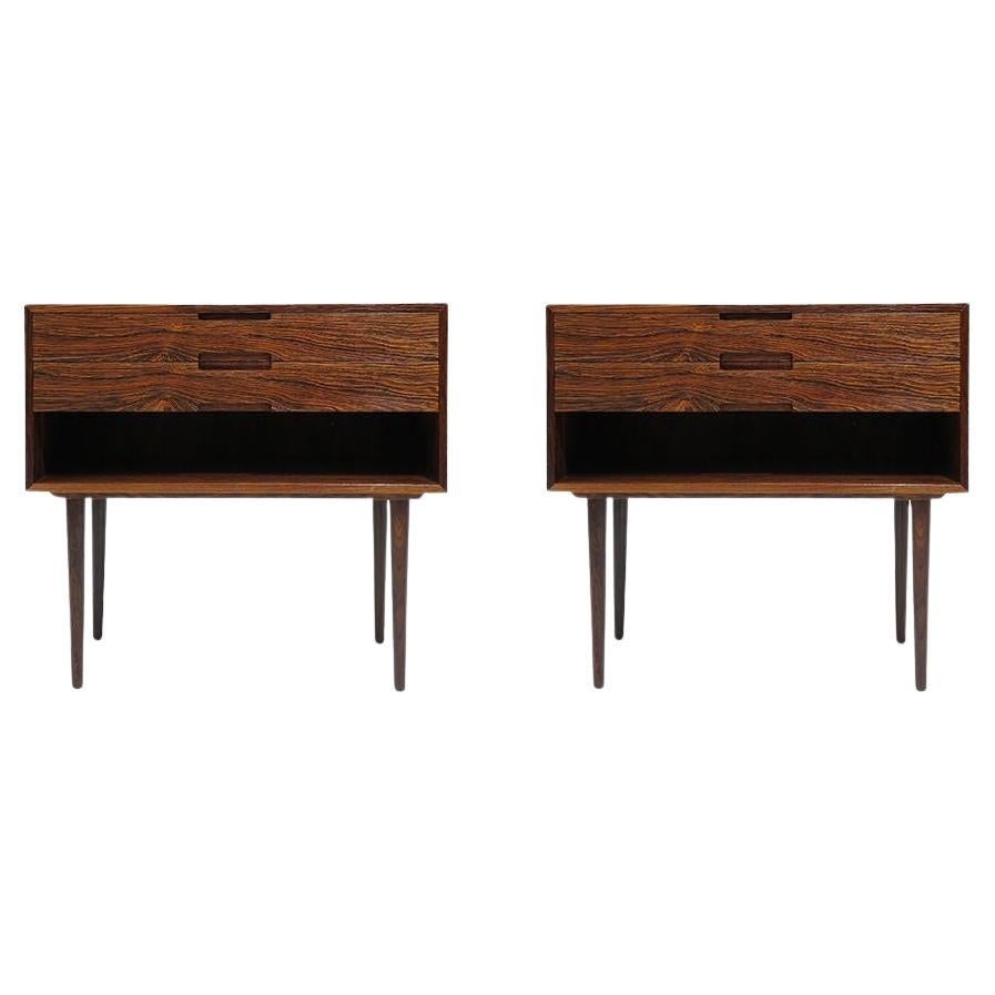 Danish Rosewood Nightstand Bedside Tables with Drawers