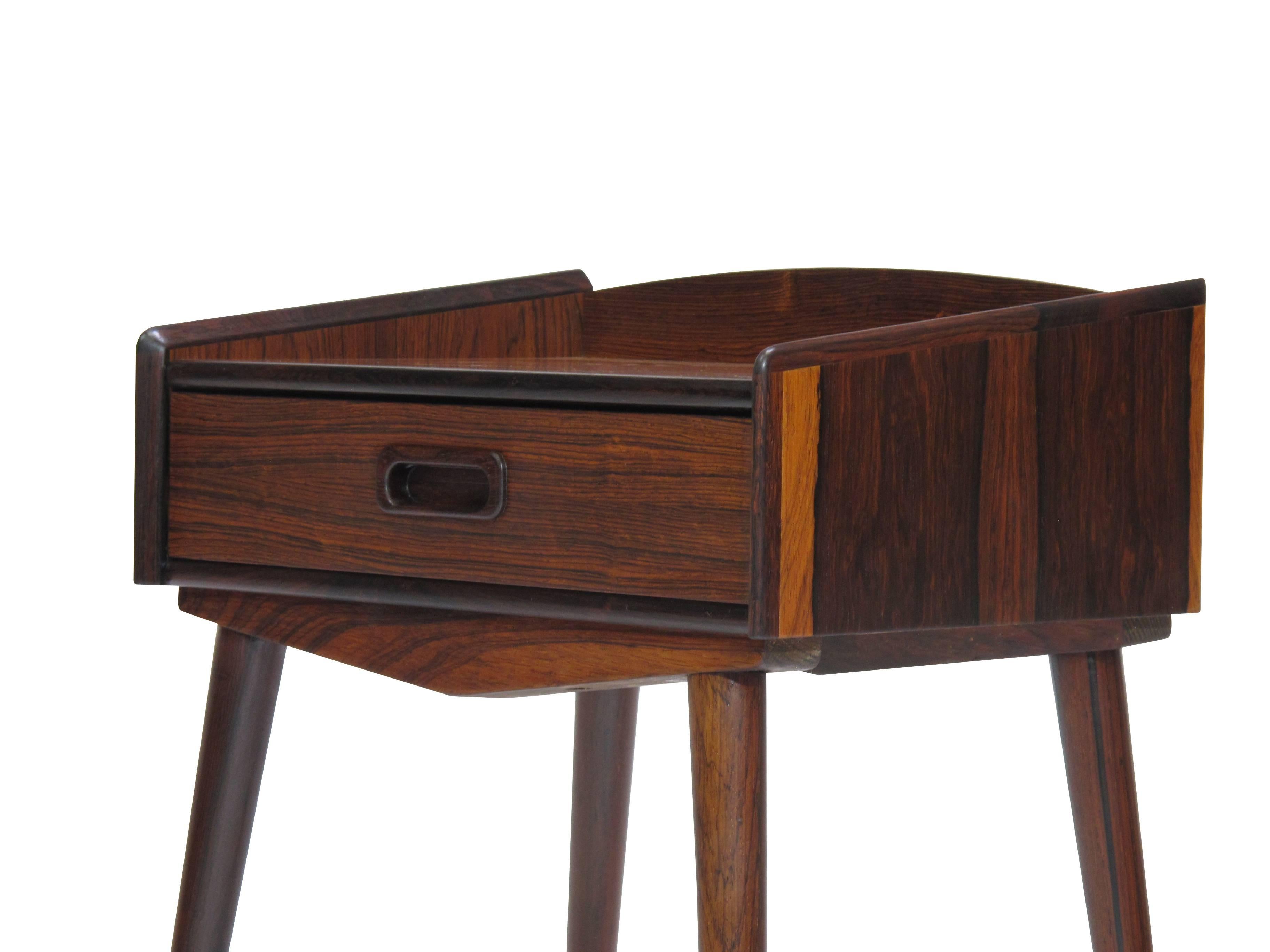 20th Century Danish Rosewood Nightstand Side Tables with Drawers