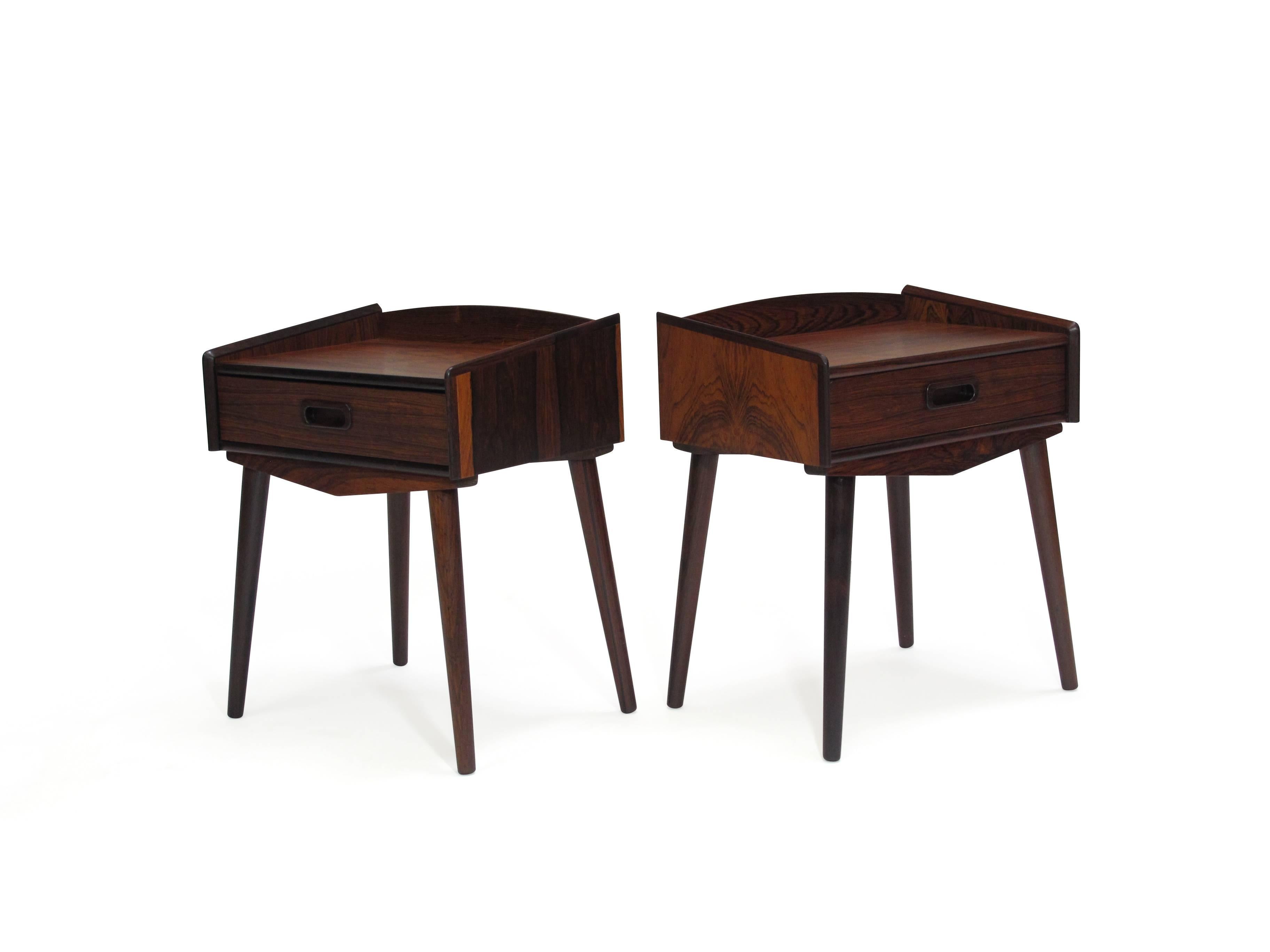 Danish Rosewood Nightstand Side Tables with Drawers 2