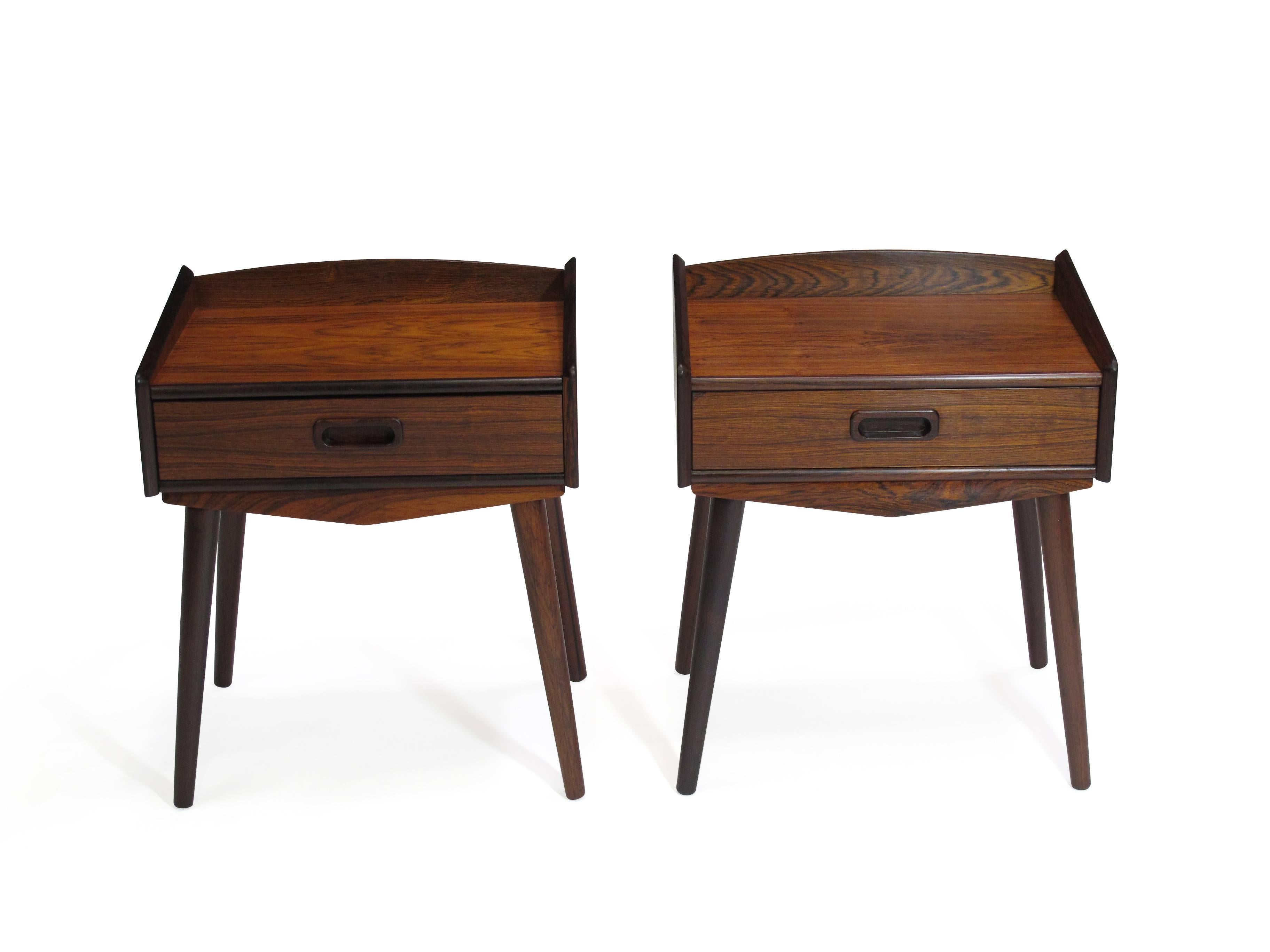 Danish Rosewood Nightstand Side Tables with Drawers 3