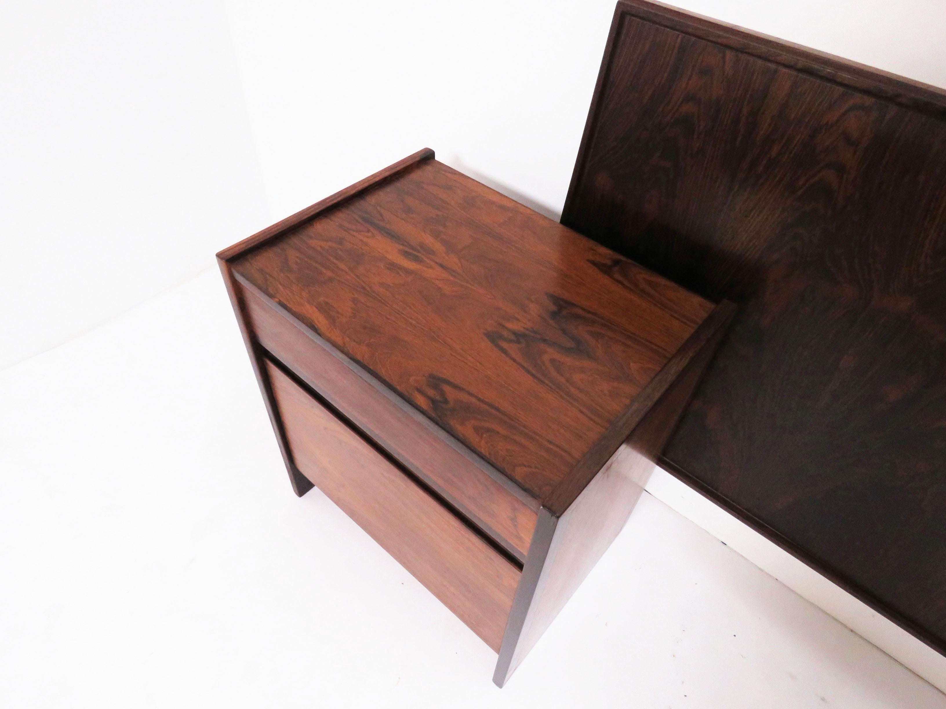 Mid-Century Modern Danish Rosewood Nightstands and King Headboard Set, circa 1970s