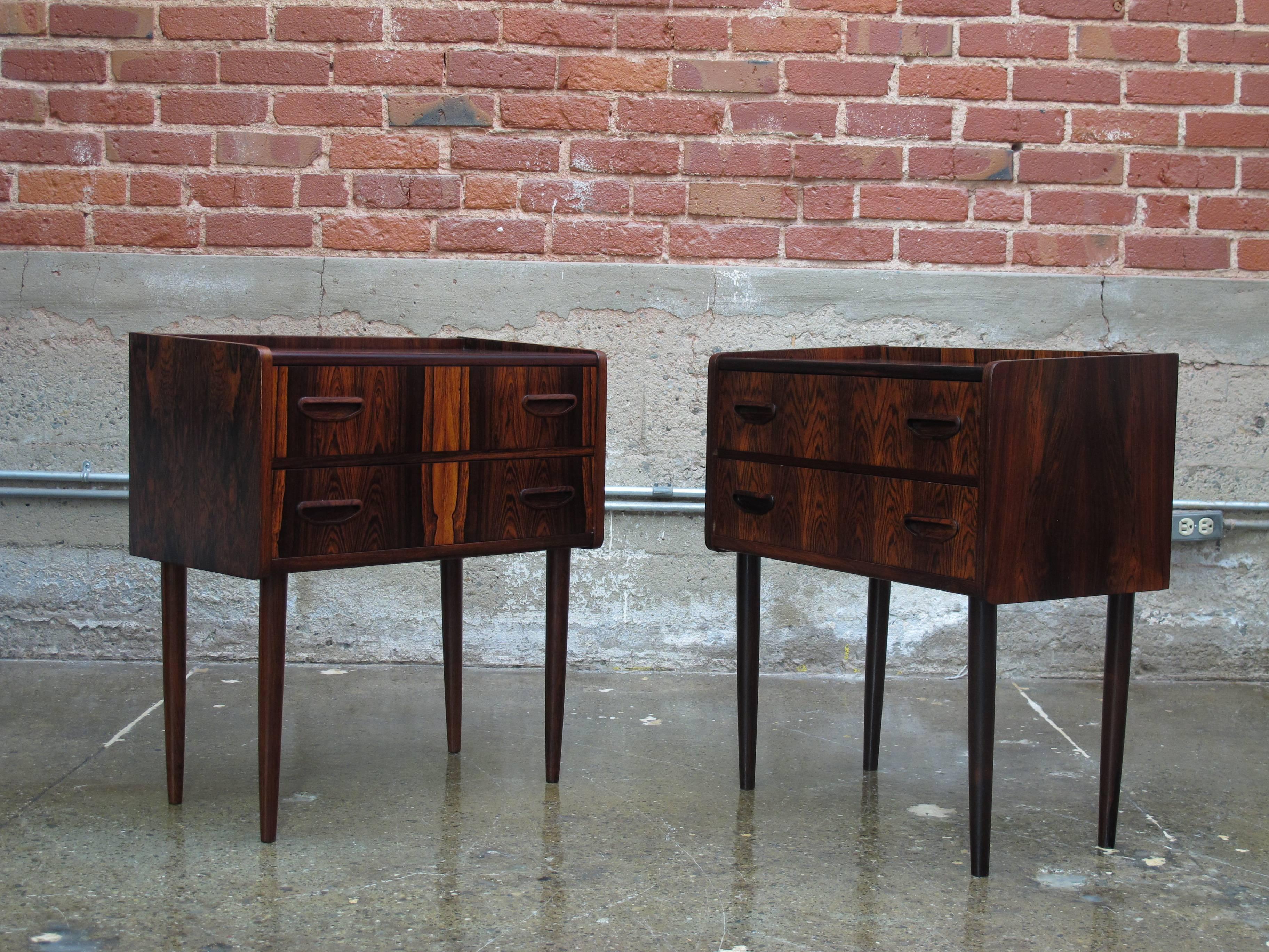 Scandinavian Modern Danish Rosewood Nightstands or Side Tables