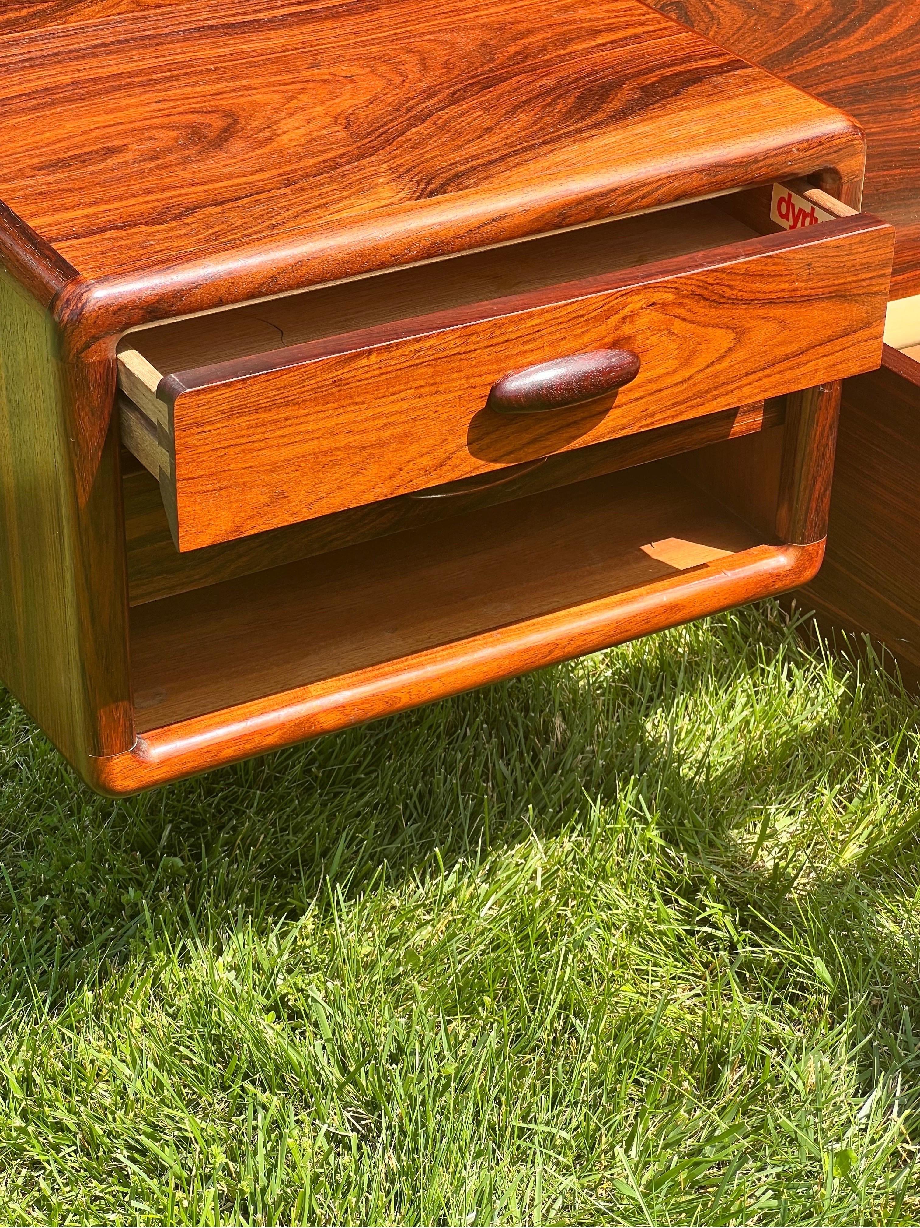 Danish Rosewood Queen Bed with Floating Nightstands and Reading Lights 3
