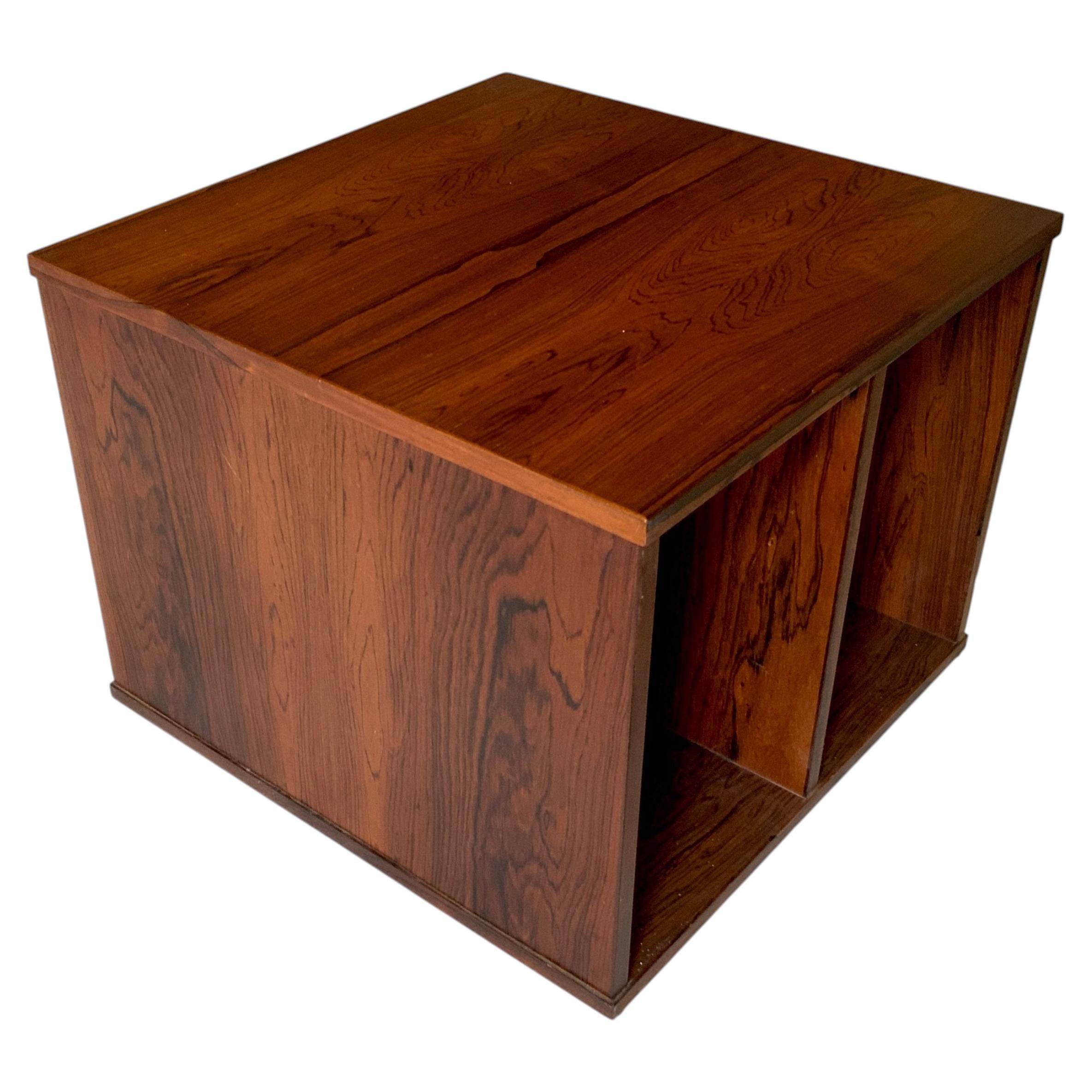 Danish Rosewood Rolling Cube Storage Side Table, Vitzé c. 1950