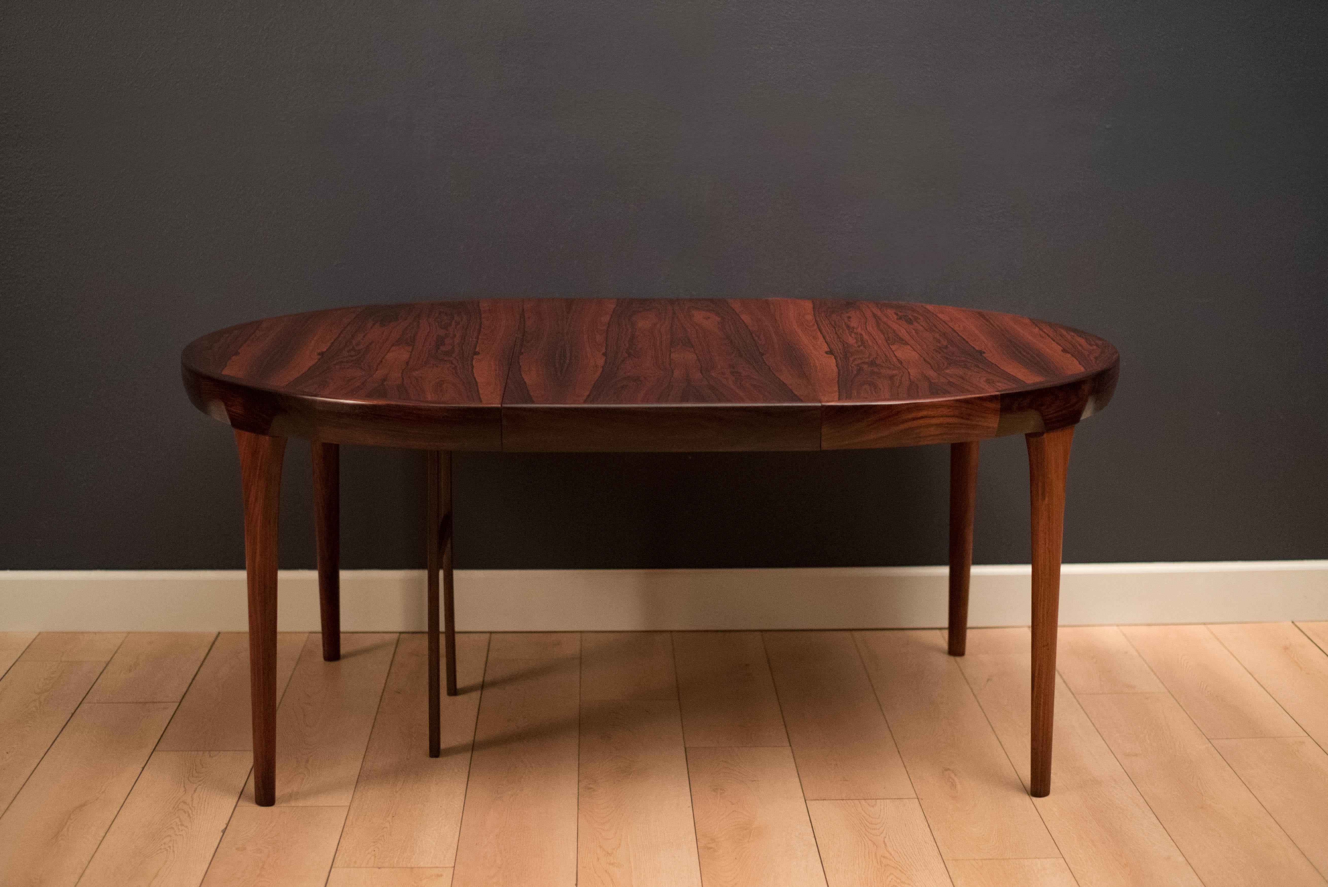 Scandinavian Modern Danish Rosewood Round Dining Table by Ib Kofod-Larsen