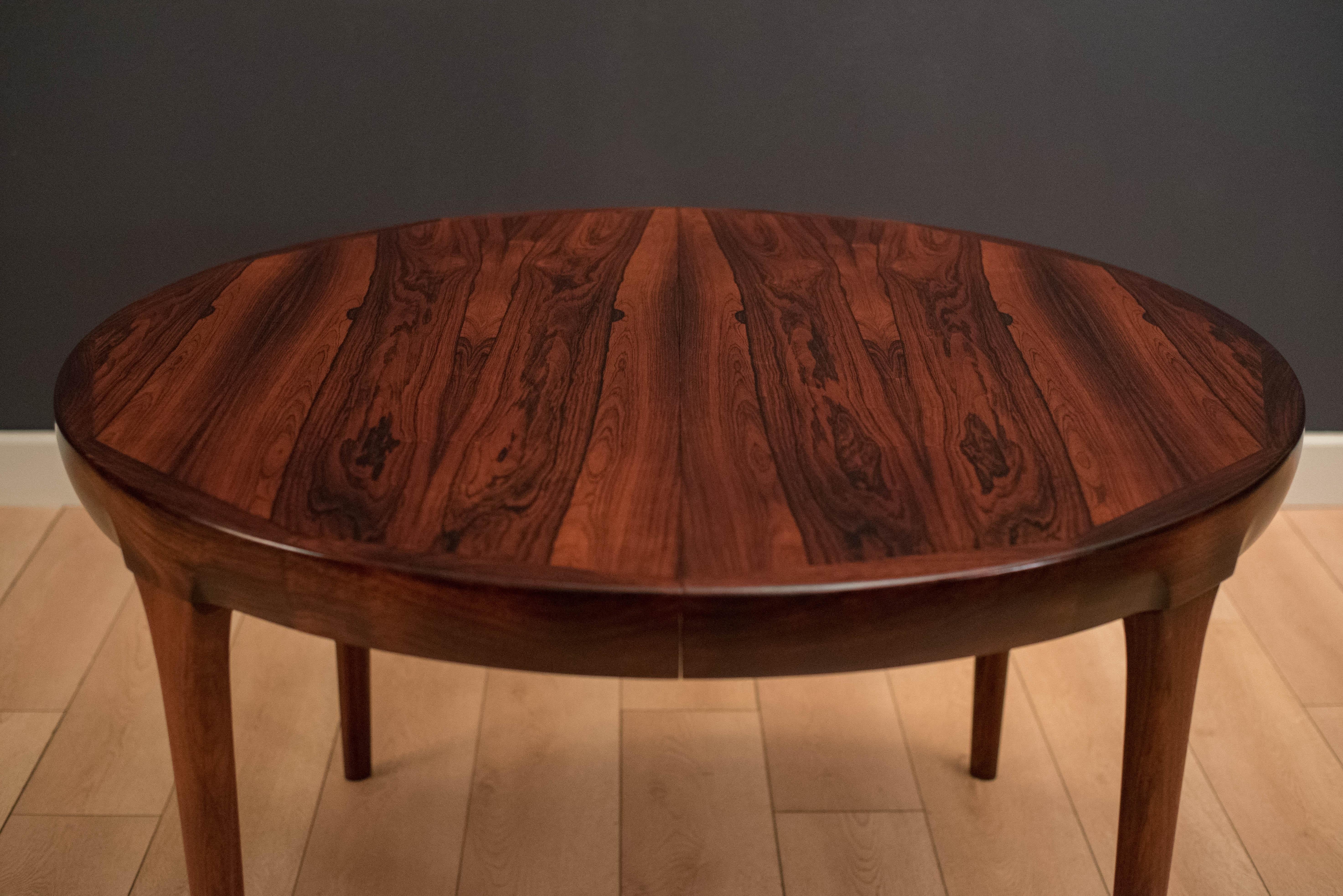 Danish Rosewood Round Dining Table by Ib Kofod-Larsen 3