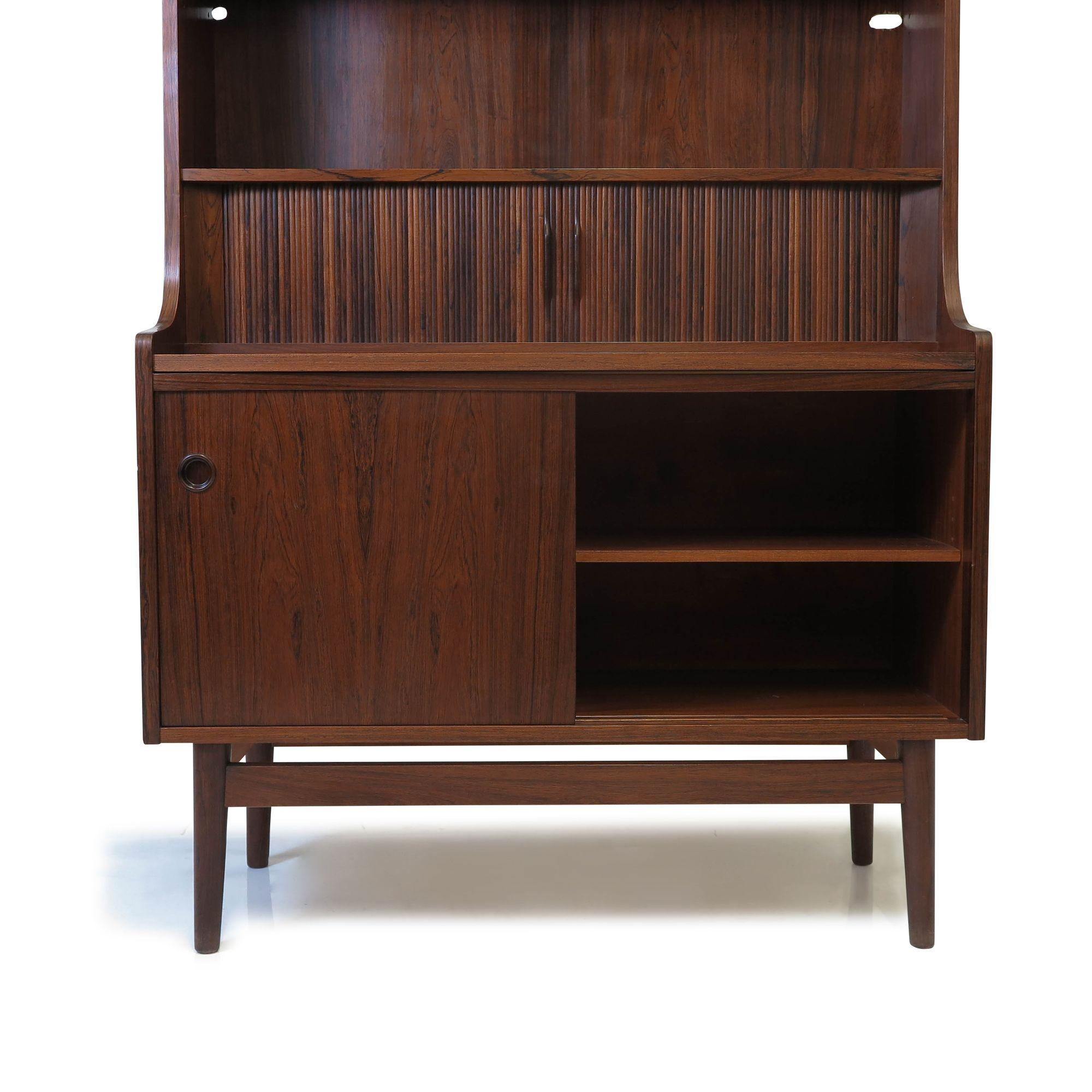 Oiled Danish Rosewood Secretary Desk and Bookcase For Sale