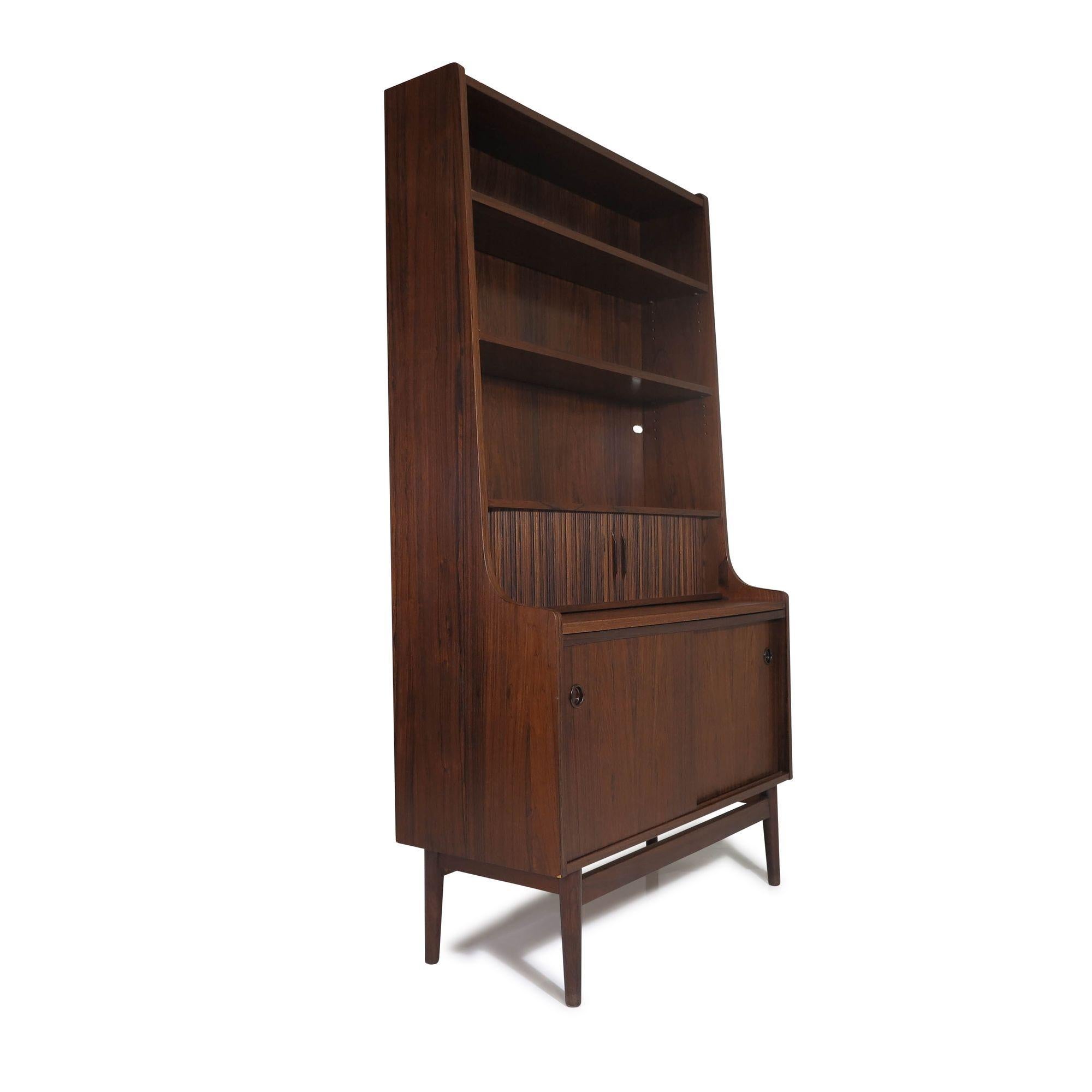 20th Century Danish Rosewood Secretary Desk and Bookcase For Sale