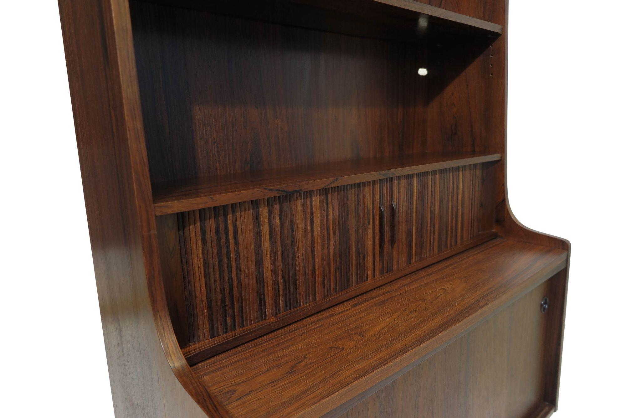 Danish Rosewood Secretary Desk and Bookcase For Sale 1