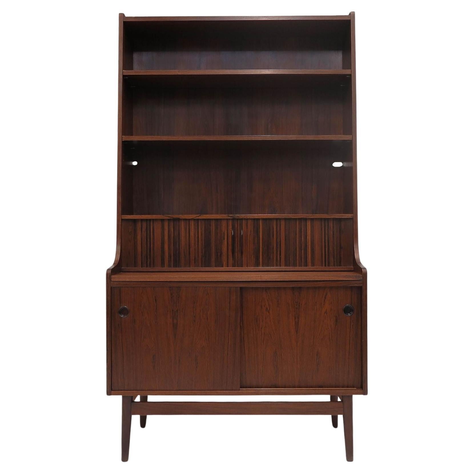 Danish Rosewood Secretary Desk and Bookcase For Sale