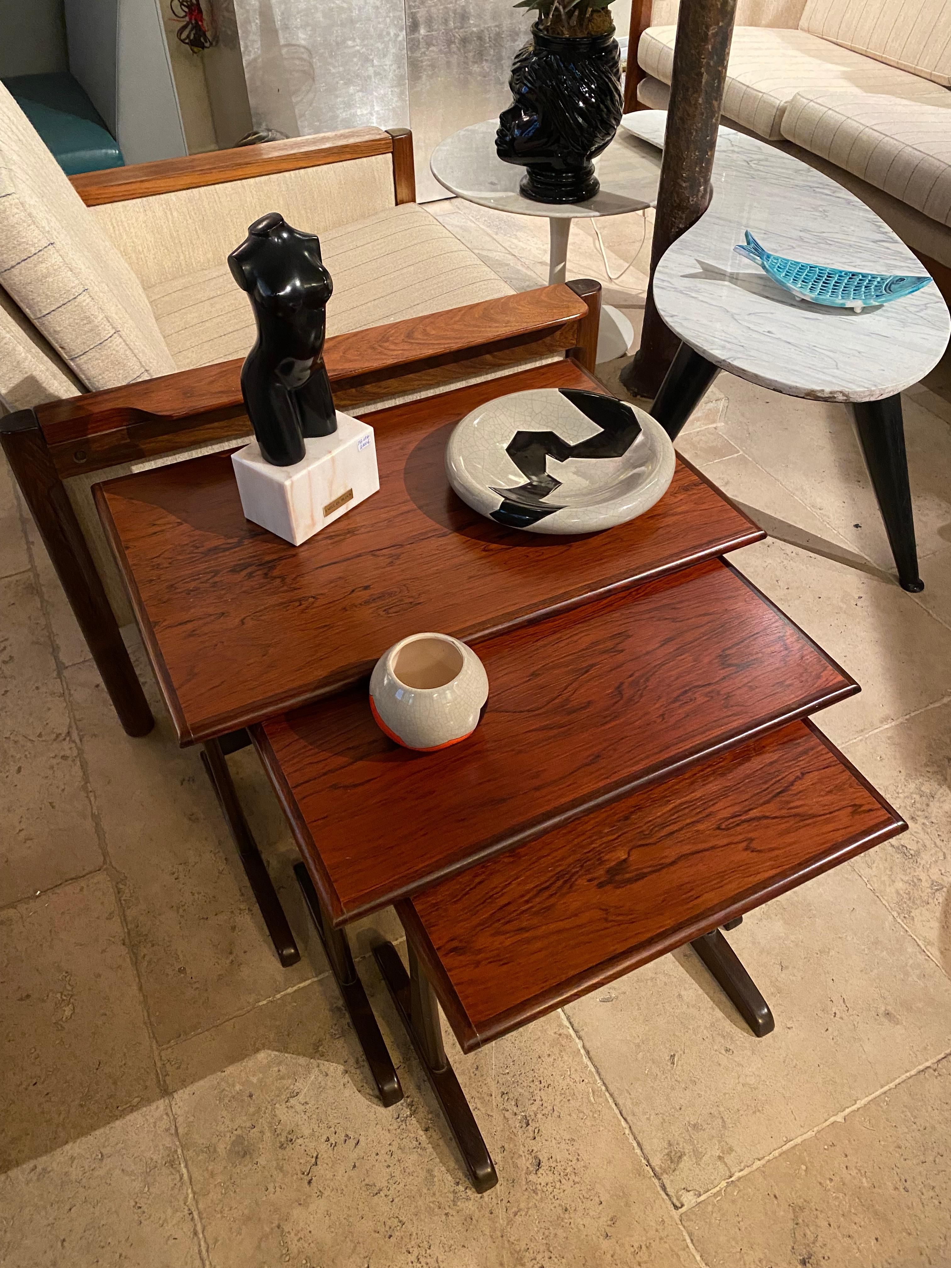 20th Century Danish Rosewood Set Nesting Tables by Kai Kristiansen, 1960 For Sale