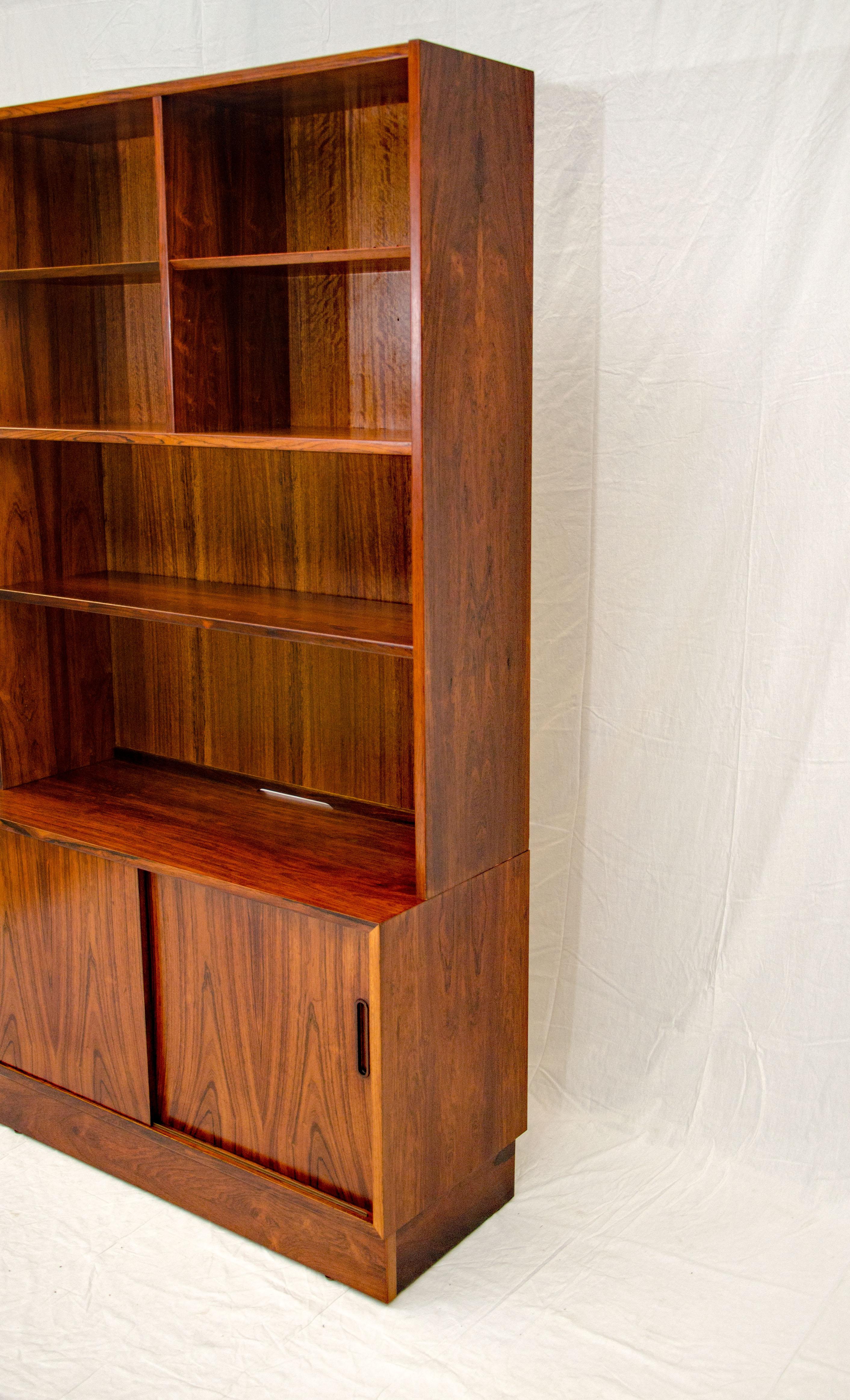Birch Danish Rosewood Shelf Bookcase on Cabinet Base, Poul Hundevad