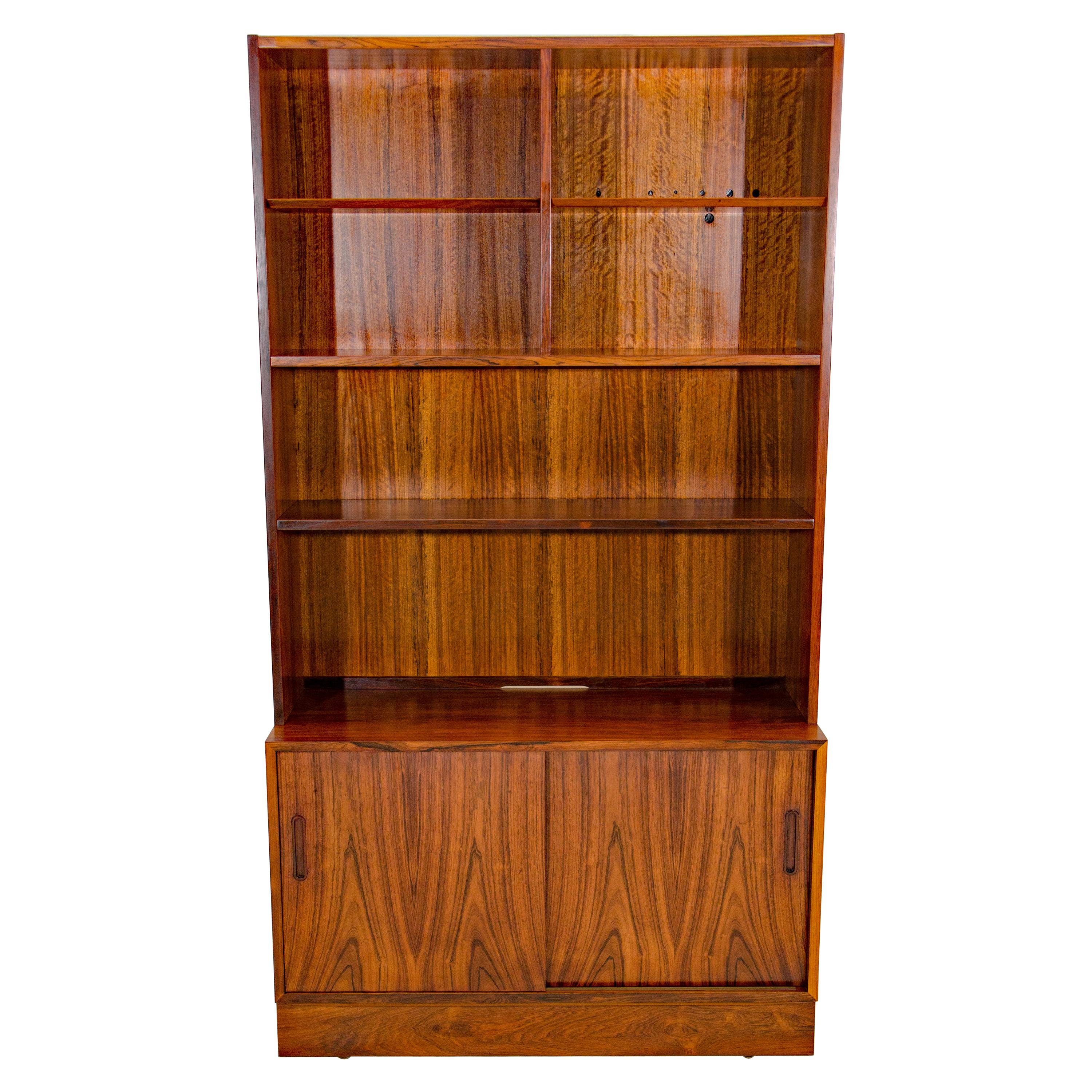 Danish Rosewood Shelf Bookcase on Cabinet Base, Poul Hundevad