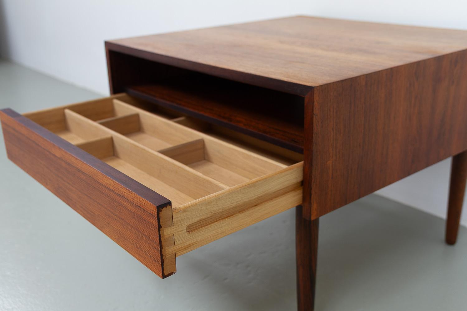 Danish Rosewood Side or End Table with Drawer, 1960s. For Sale 10