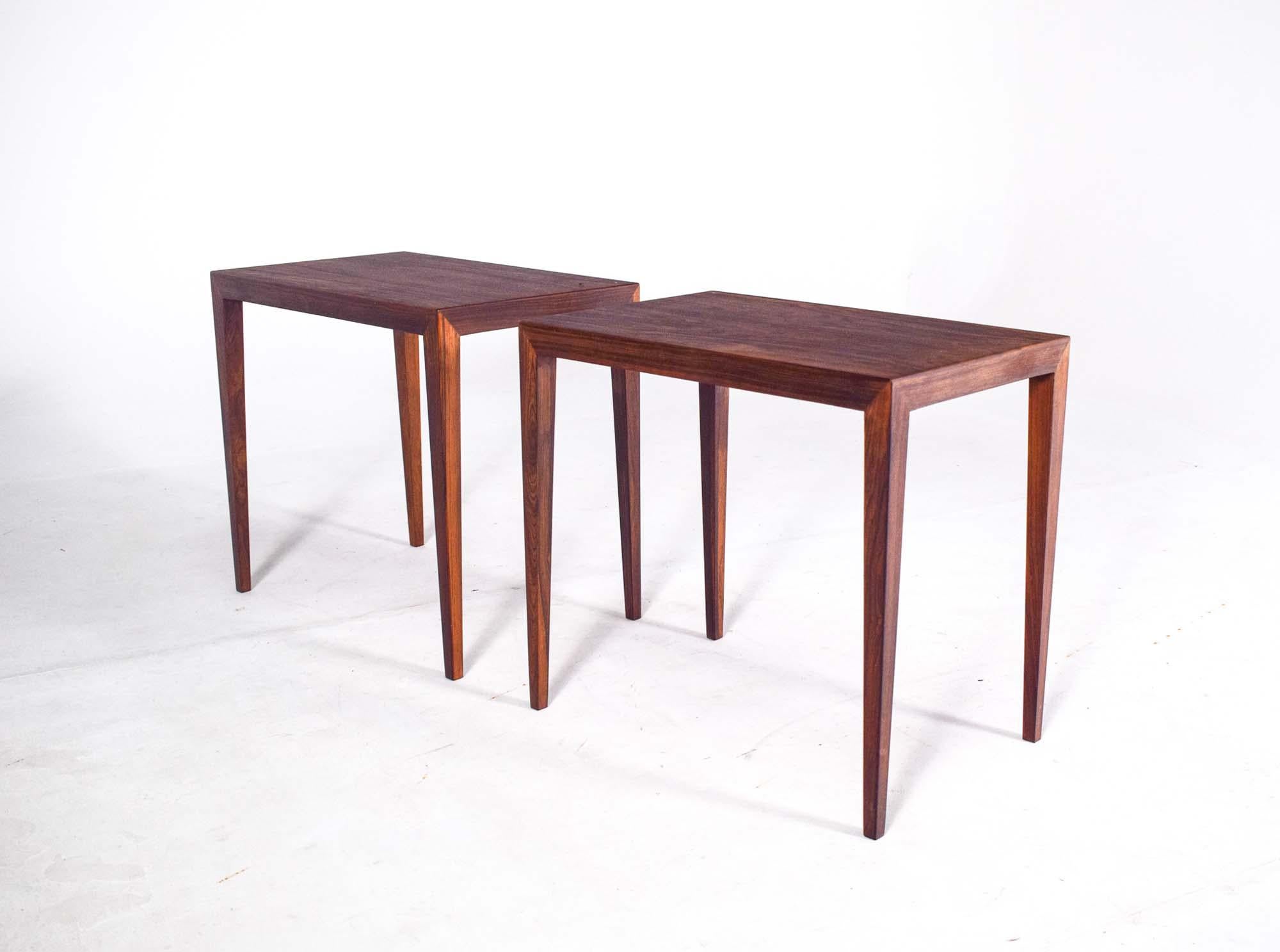 Mid-Century Modern Danish Rosewood Side Tables by Severin Hansen for Haslev
