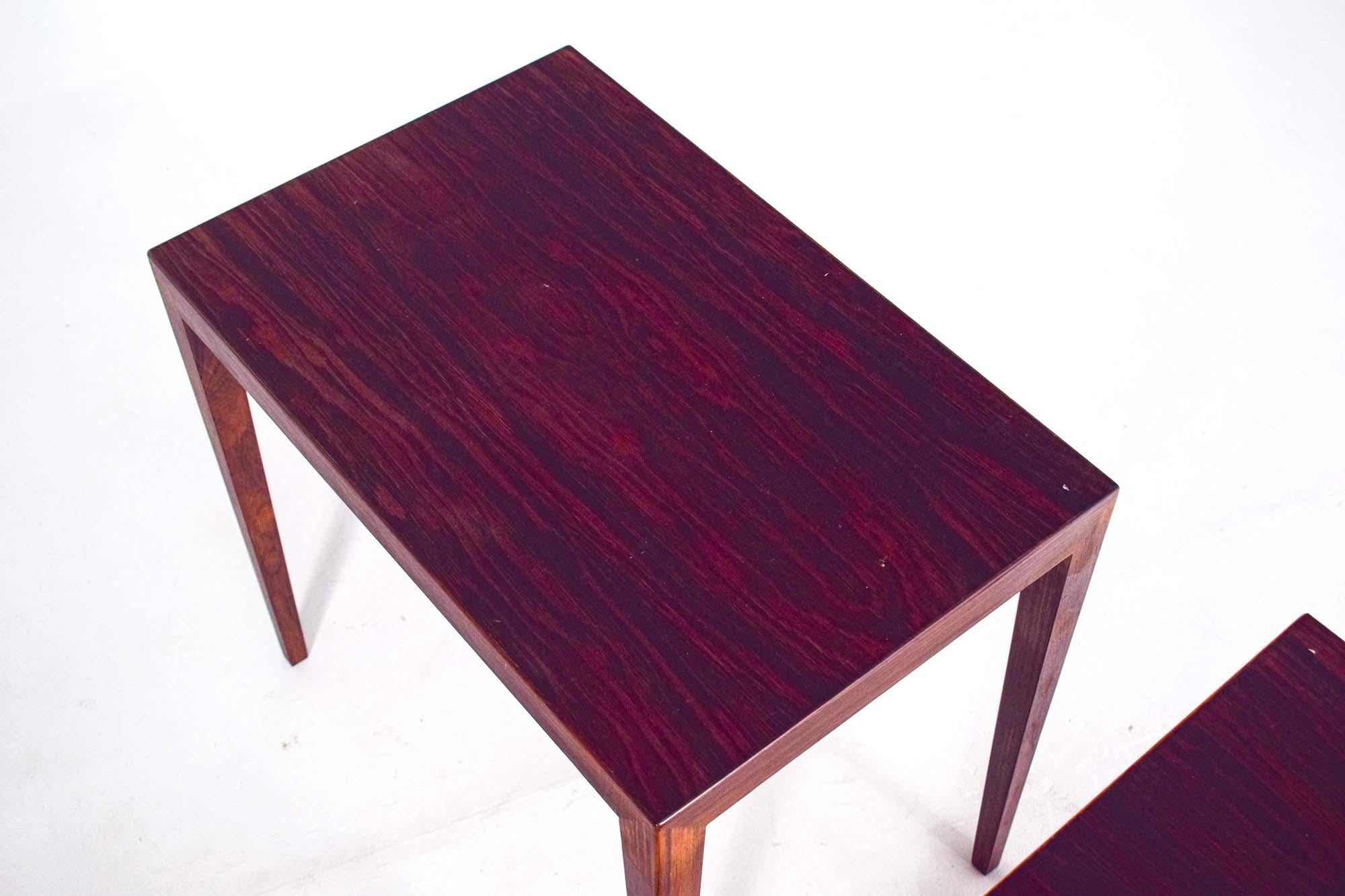 Mid-20th Century Danish Rosewood Side Tables by Severin Hansen for Haslev