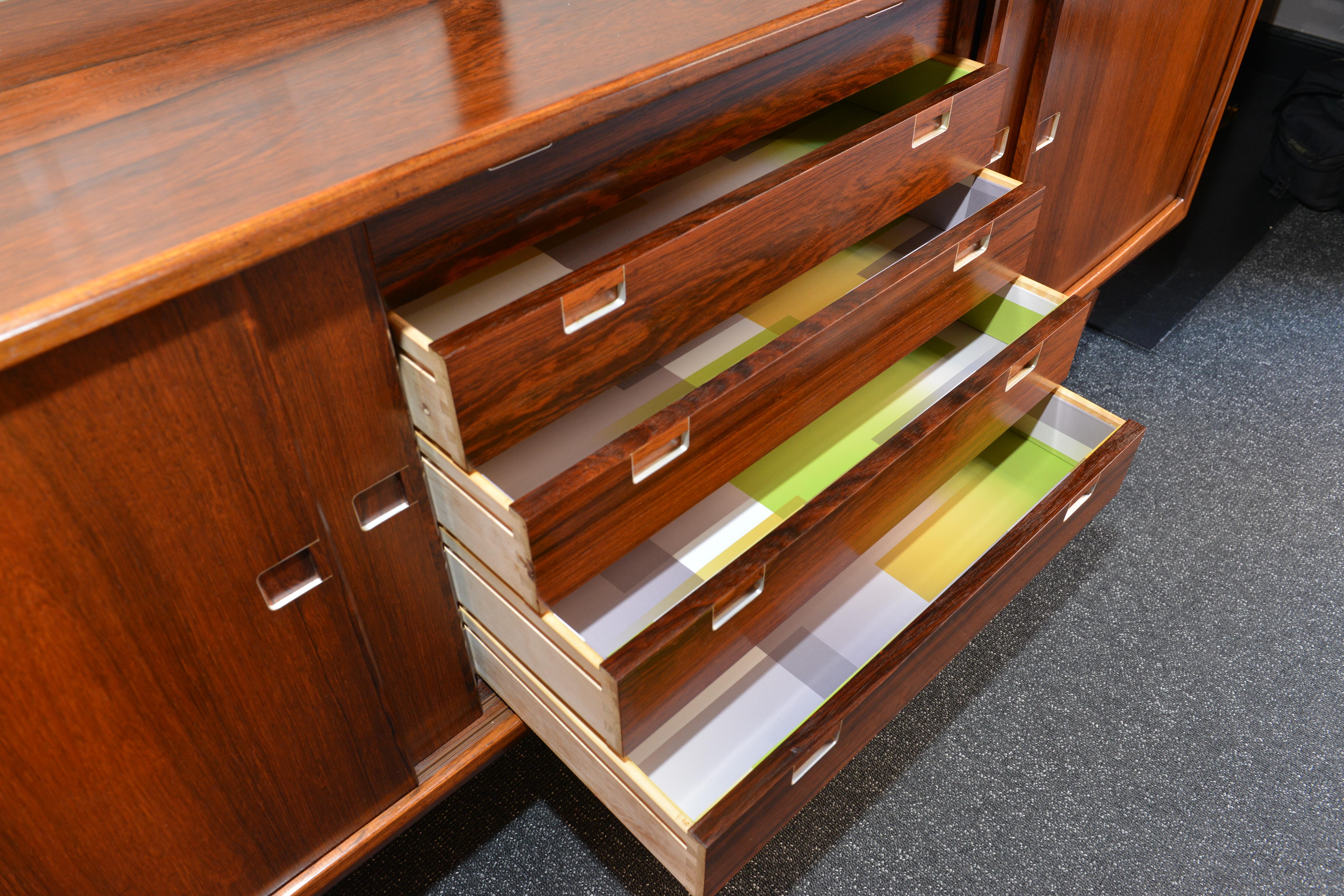 Aluminum Danish Rosewood Sideboard, 1960s