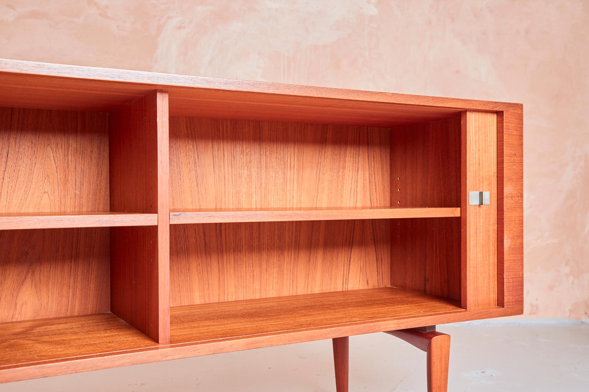 Mid-20th Century Danish Tambour Door Sideboard Credenza by H.W. Klein For Bramin, 1960s For Sale
