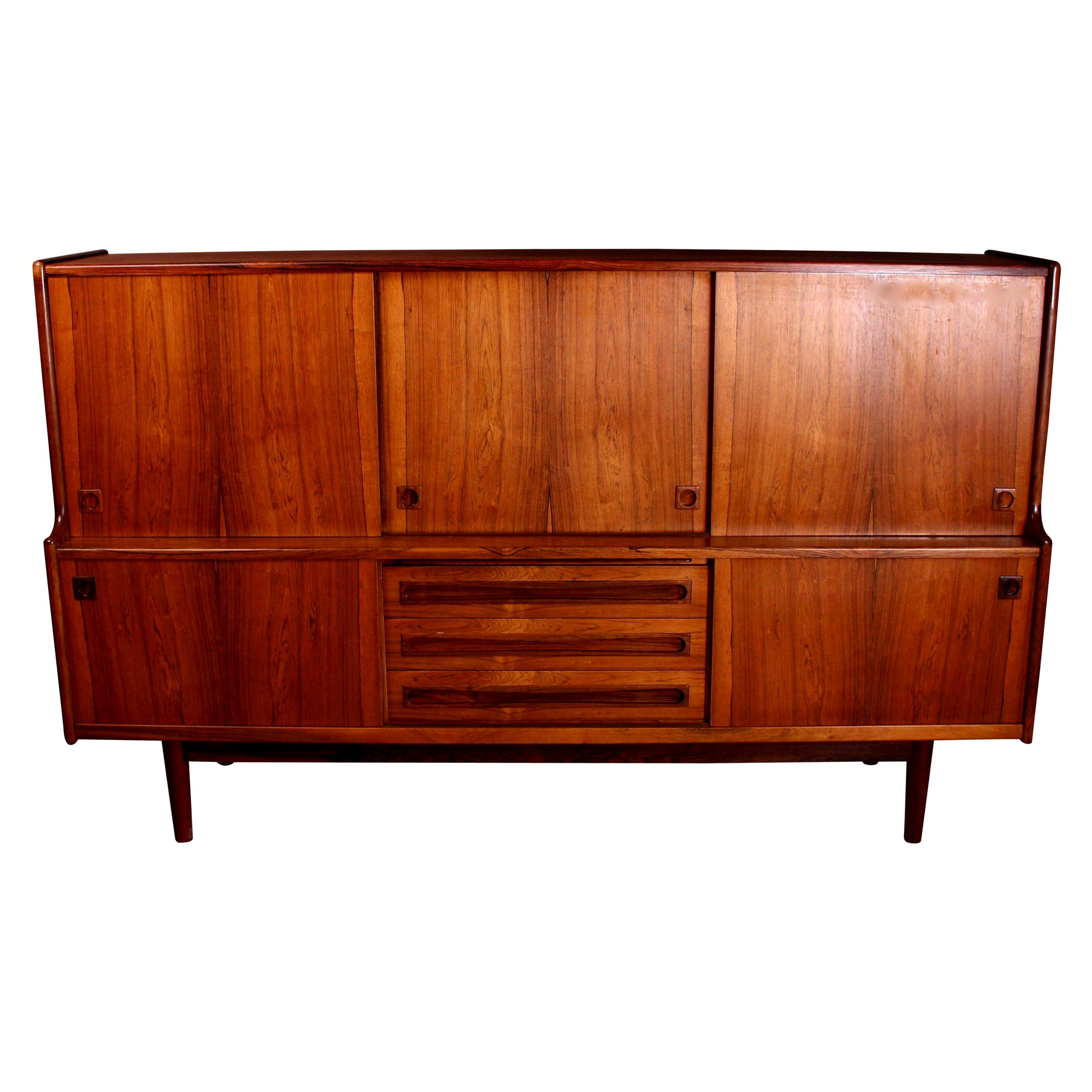 Danish Rosewood Sideboard Credenza by Johannes Andersen, circa 1960 For Sale