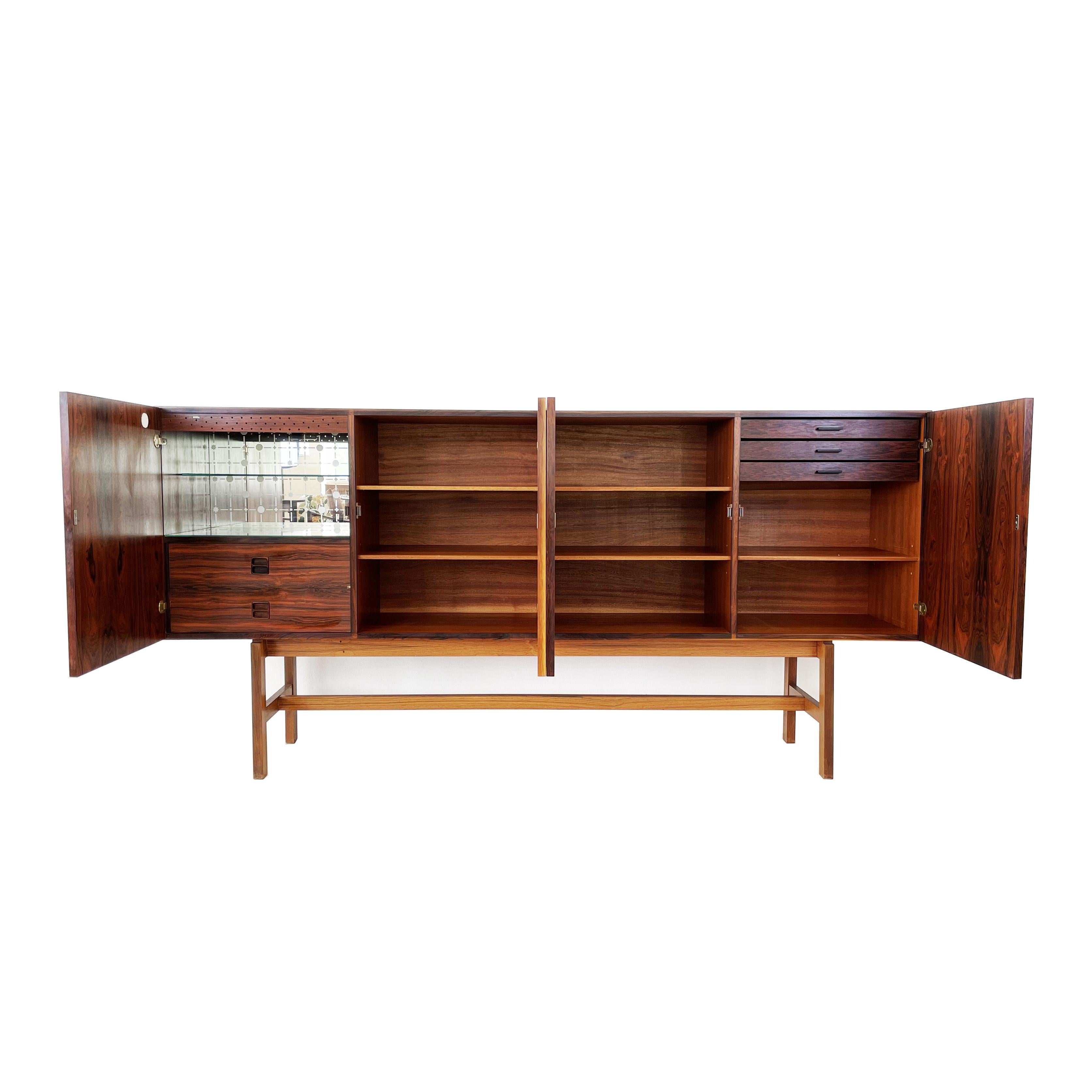 Mid-20th Century Danish rosewood sideboard. Denmark 1960s. Size 220cm For Sale