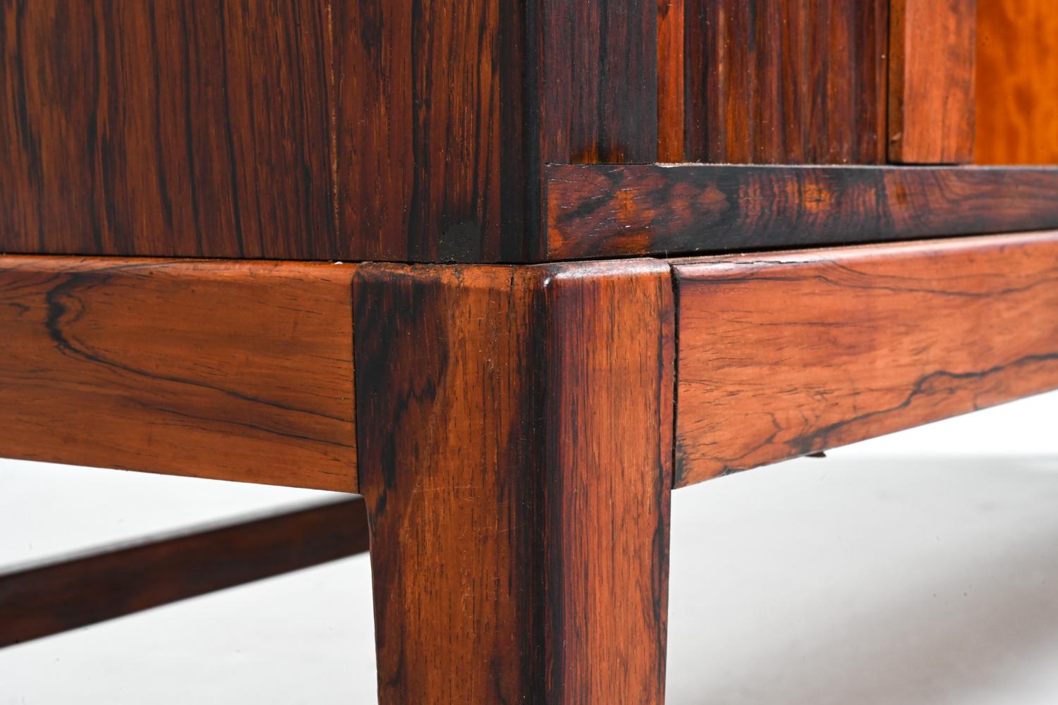 Danish Rosewood Sideboard with Tambour Doors, in the Manner of Ole Wanscher For Sale 4