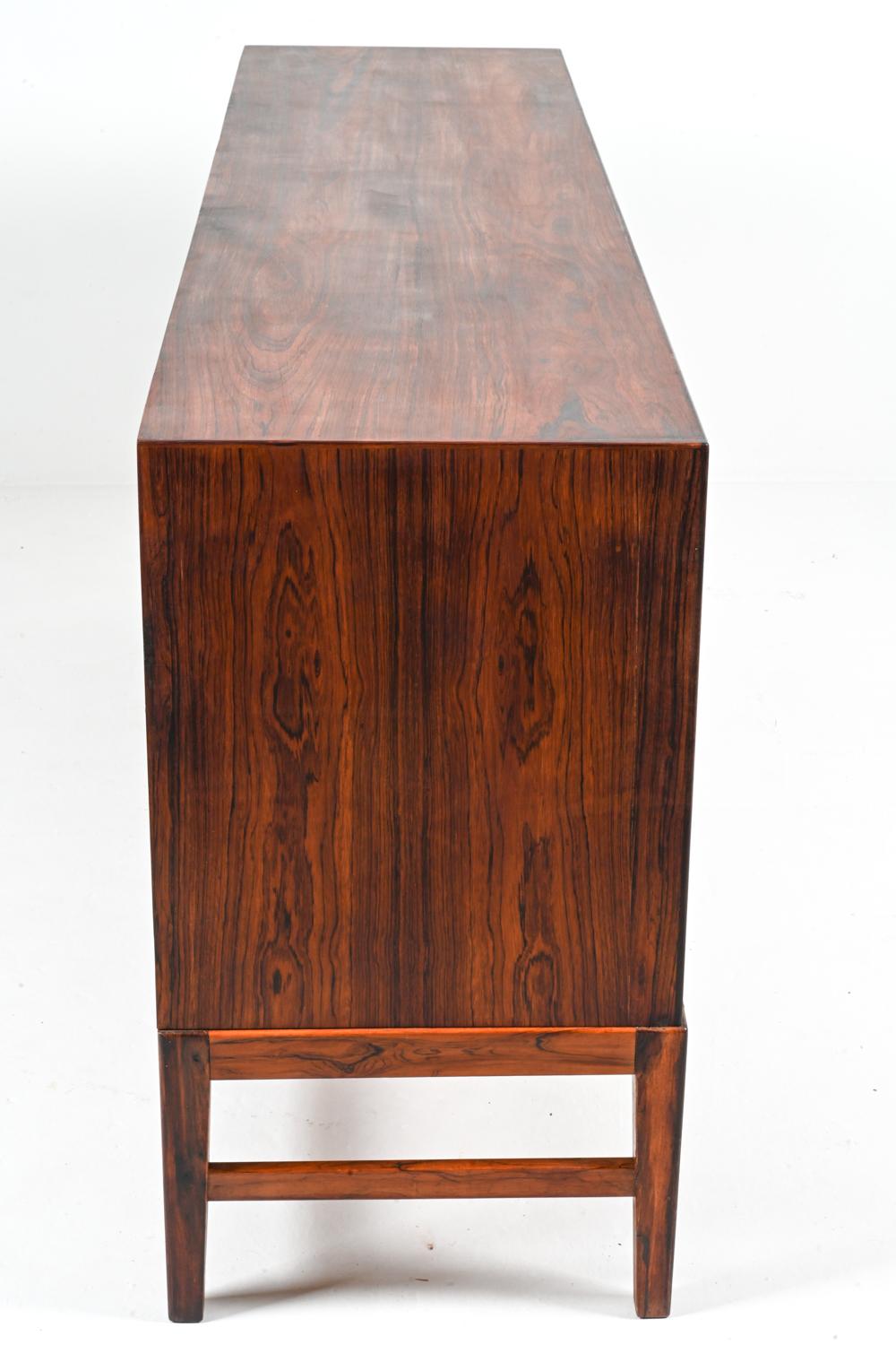 Danish Rosewood Sideboard with Tambour Doors, in the Manner of Ole Wanscher For Sale 11