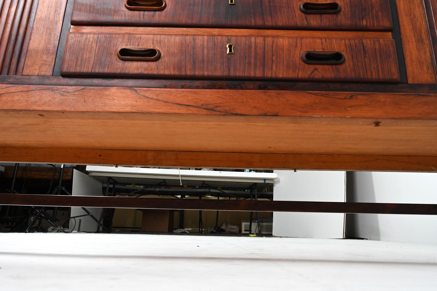 Danish Rosewood Sideboard with Tambour Doors, in the Manner of Ole Wanscher For Sale 14