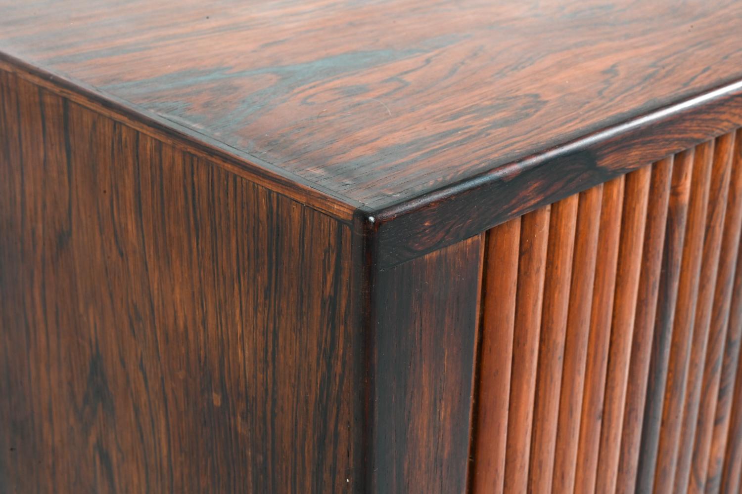 Wood Danish Rosewood Sideboard with Tambour Doors, in the Manner of Ole Wanscher For Sale