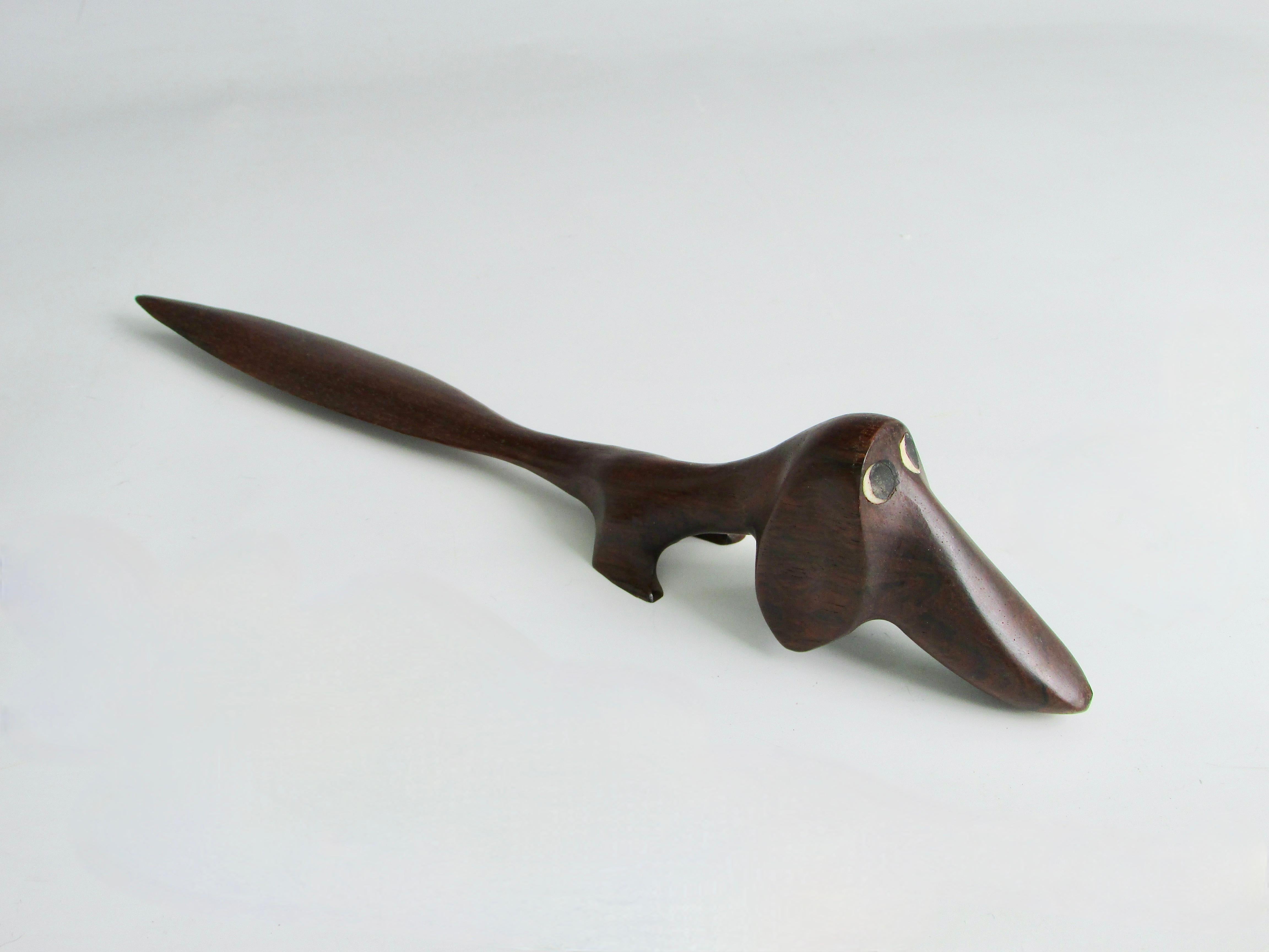 Danish Rosewood stylized Dachshund letter opener 2