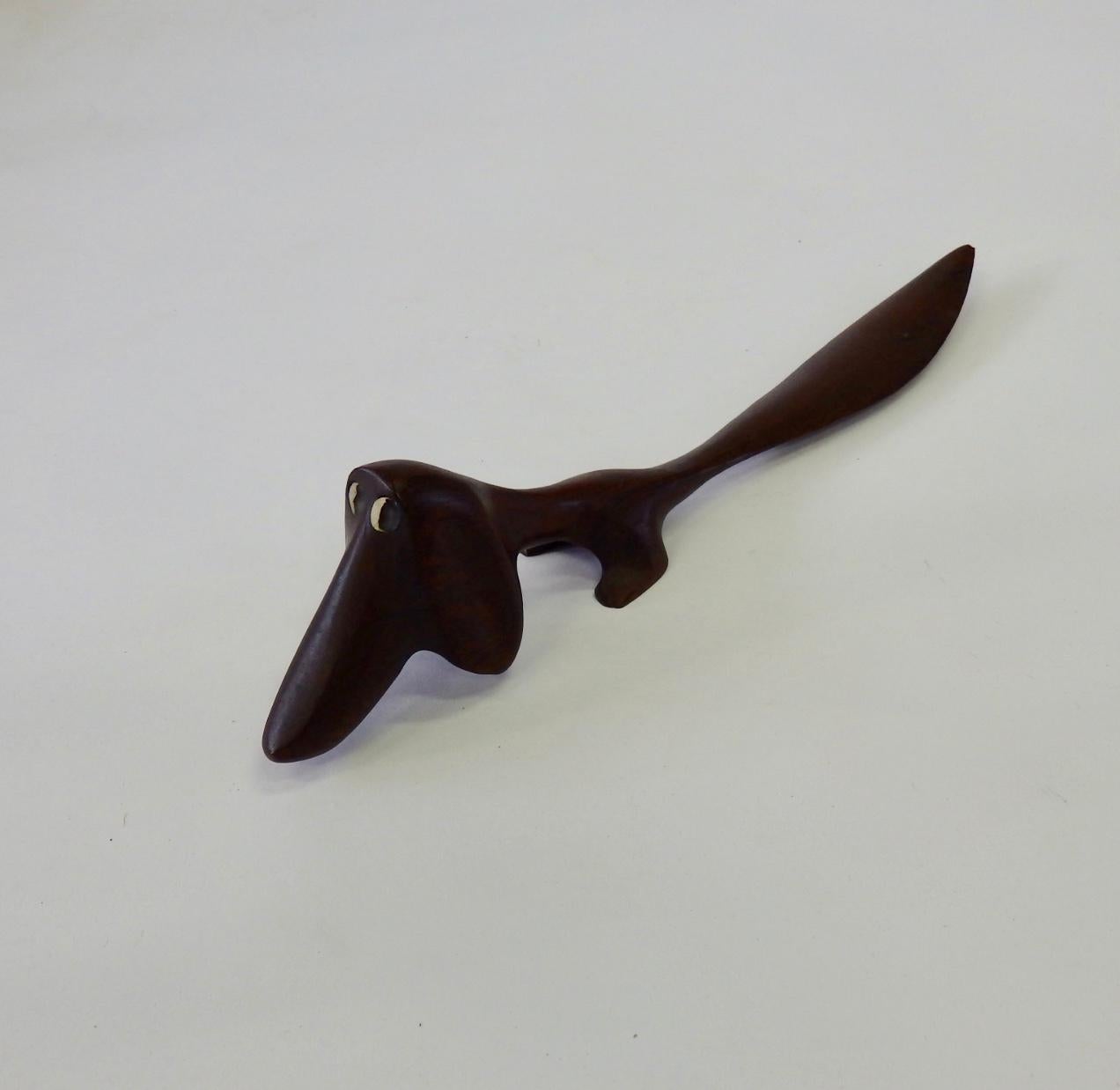 Hand-Carved Danish Rosewood stylized Dachshund letter opener