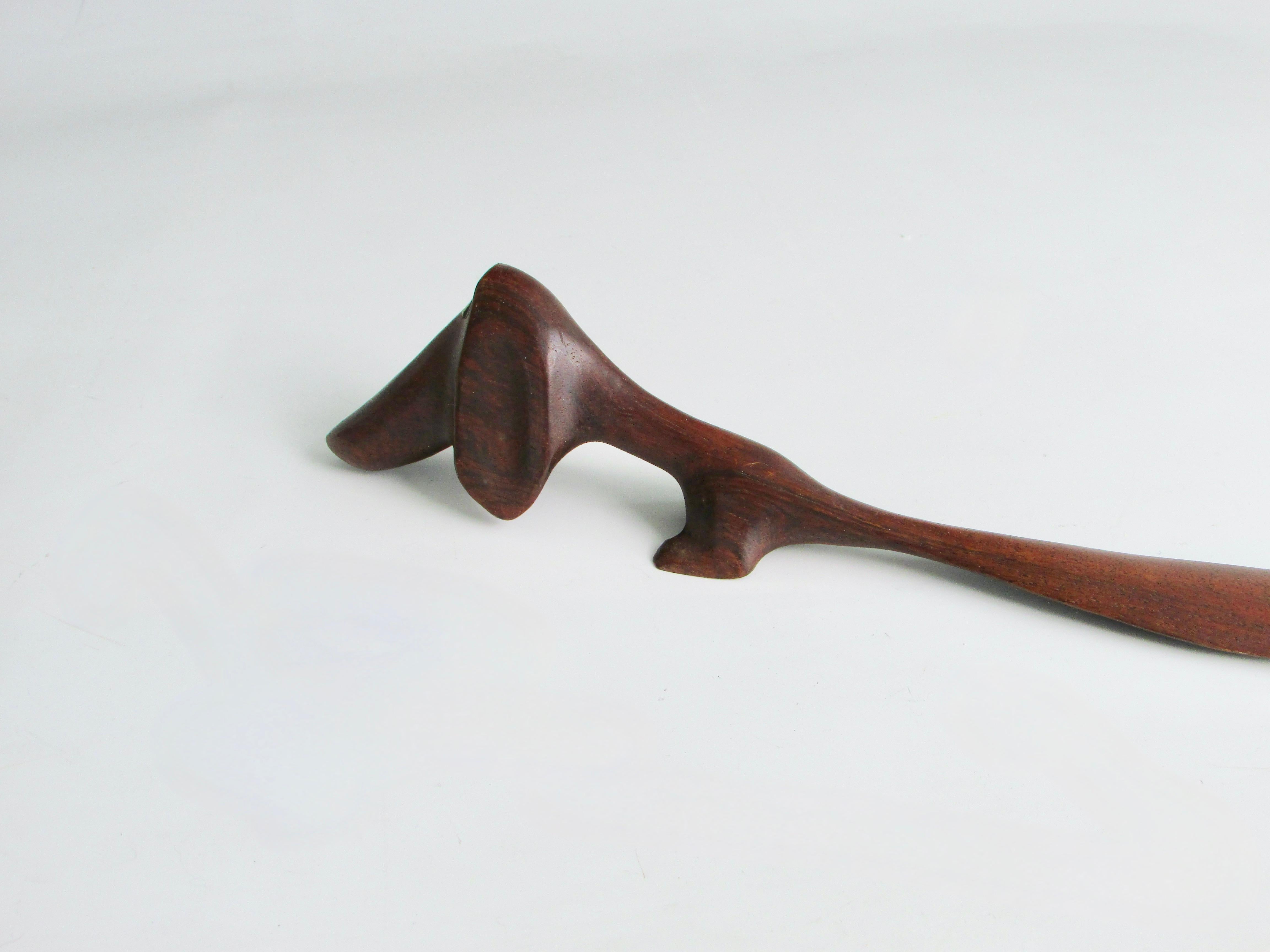 Danish Rosewood stylized Dachshund letter opener In Good Condition In Ferndale, MI