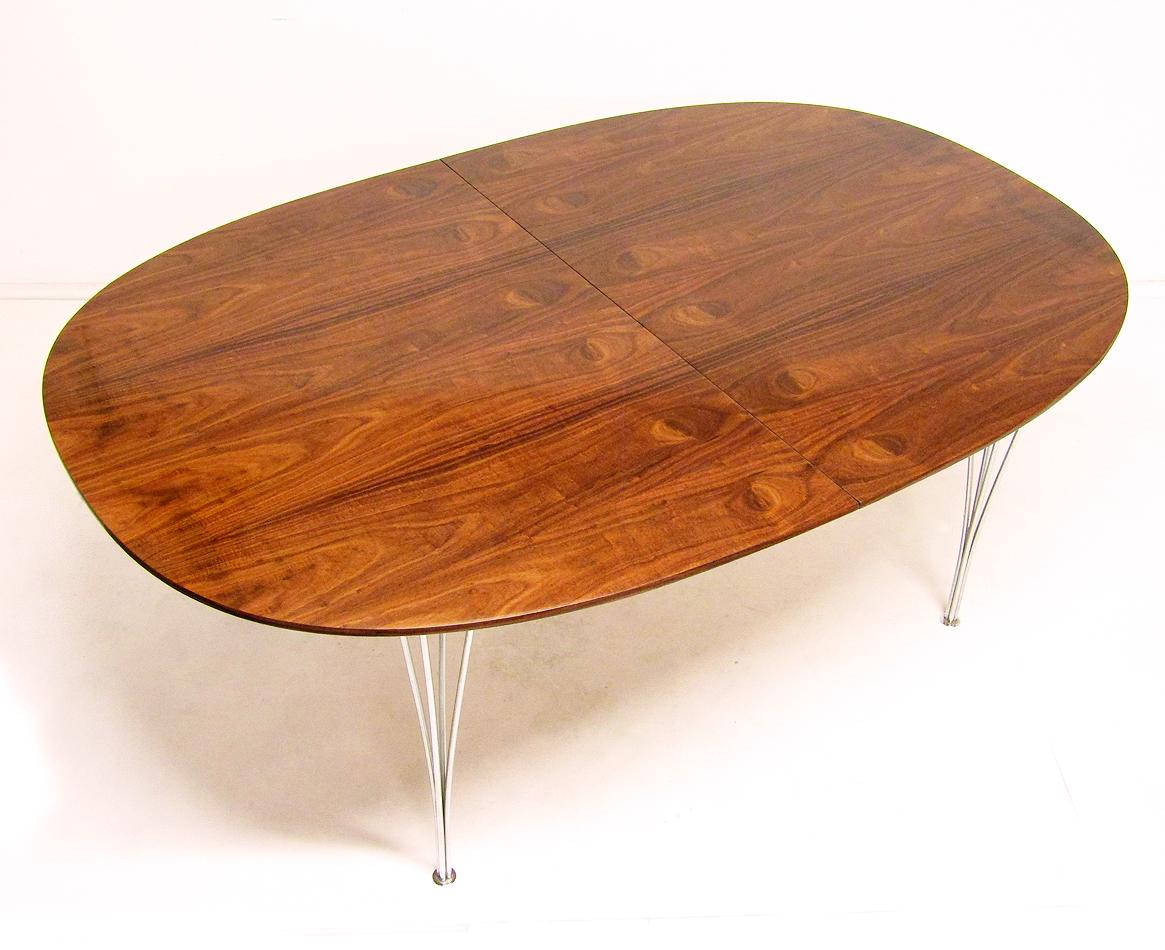 Chrome Danish Rosewood Super Ellipse Table by Piet Hein for Fritz Hansen