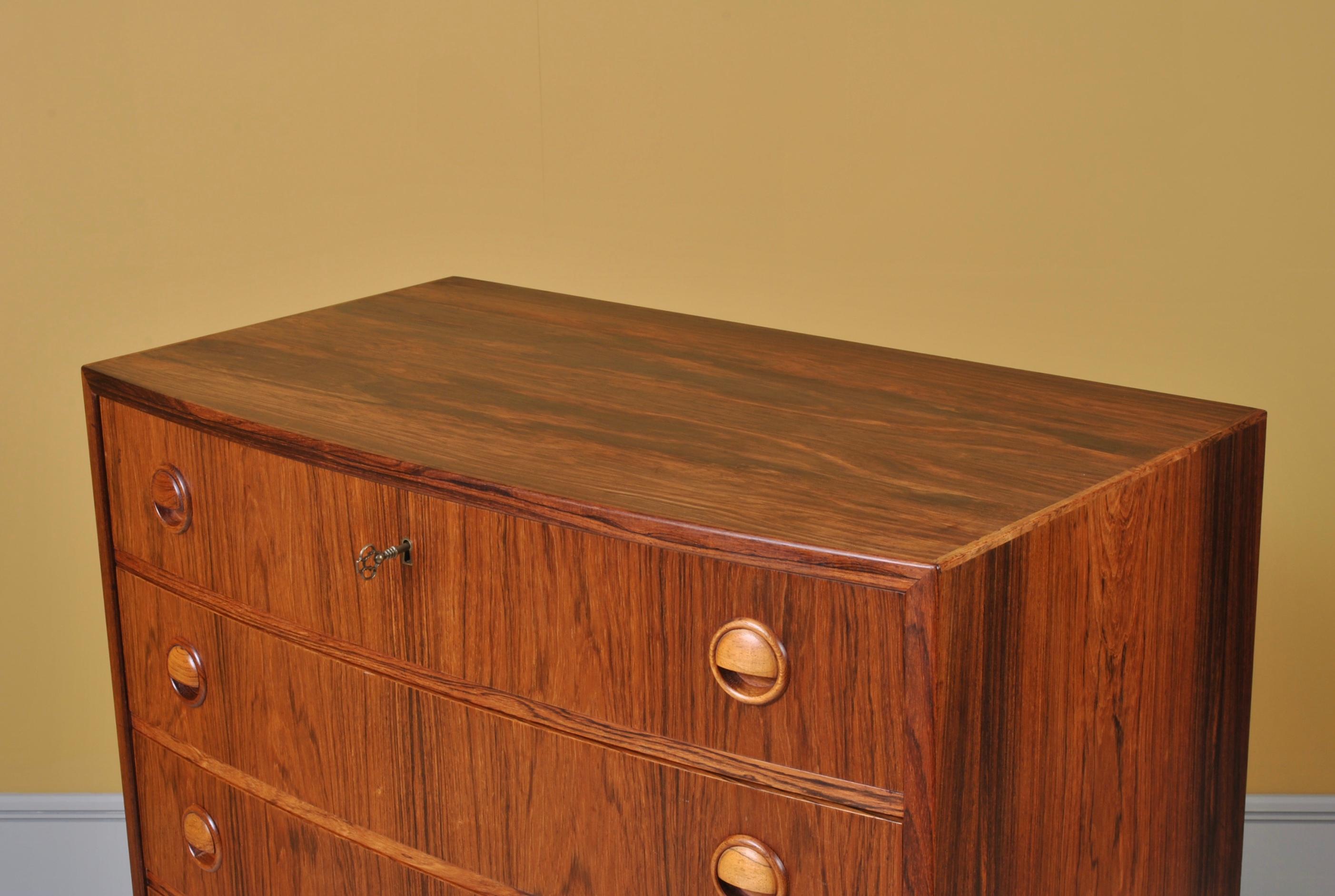 Danish Rosewood Tallboy by Kai Kristiansen, 1950s In Good Condition In London, GB