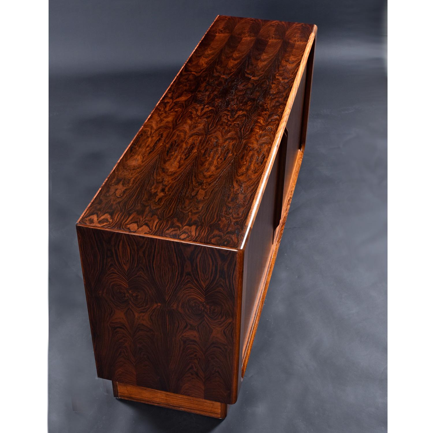 Danish Rosewood Tambour Credenza by Bernhard Pedersen & Son with Finished Back For Sale 4