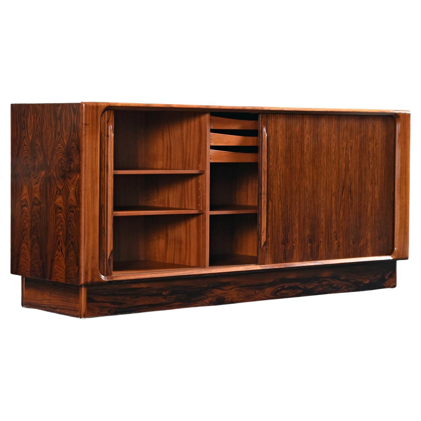 Scandinavian Modern Danish Rosewood Tambour Credenza by Bernhard Pedersen & Son with Finished Back For Sale