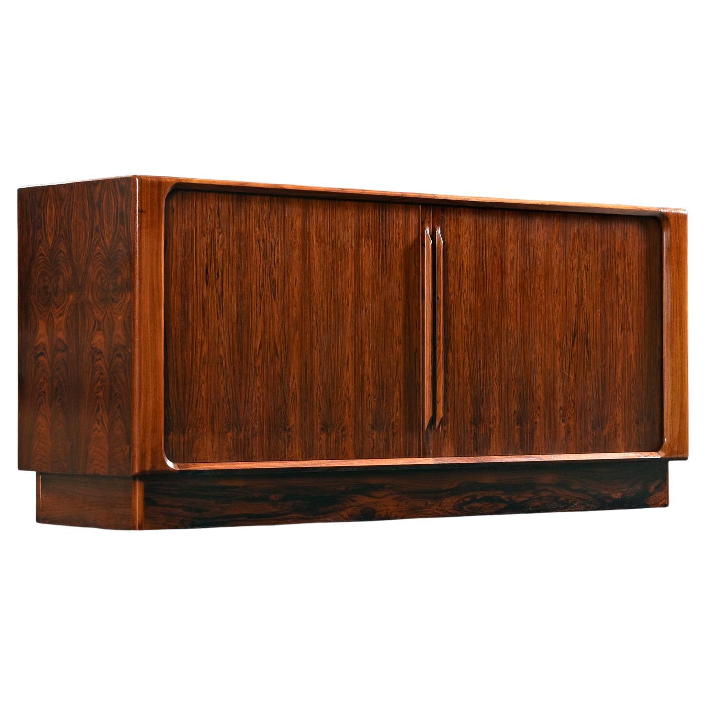 Danish Rosewood Tambour Credenza by Bernhard Pedersen & Son with Finished Back In Excellent Condition For Sale In Chattanooga, TN