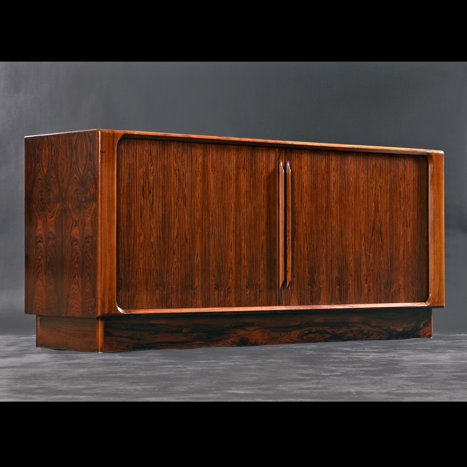 Late 20th Century Danish Rosewood Tambour Credenza by Bernhard Pedersen & Son with Finished Back For Sale