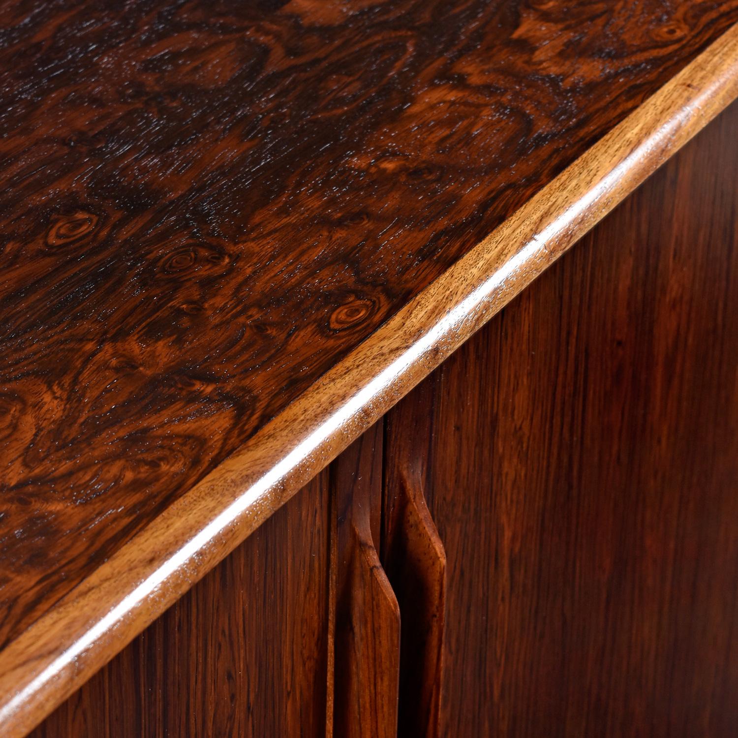 Danish Rosewood Tambour Credenza by Bernhard Pedersen & Son with Finished Back For Sale 2