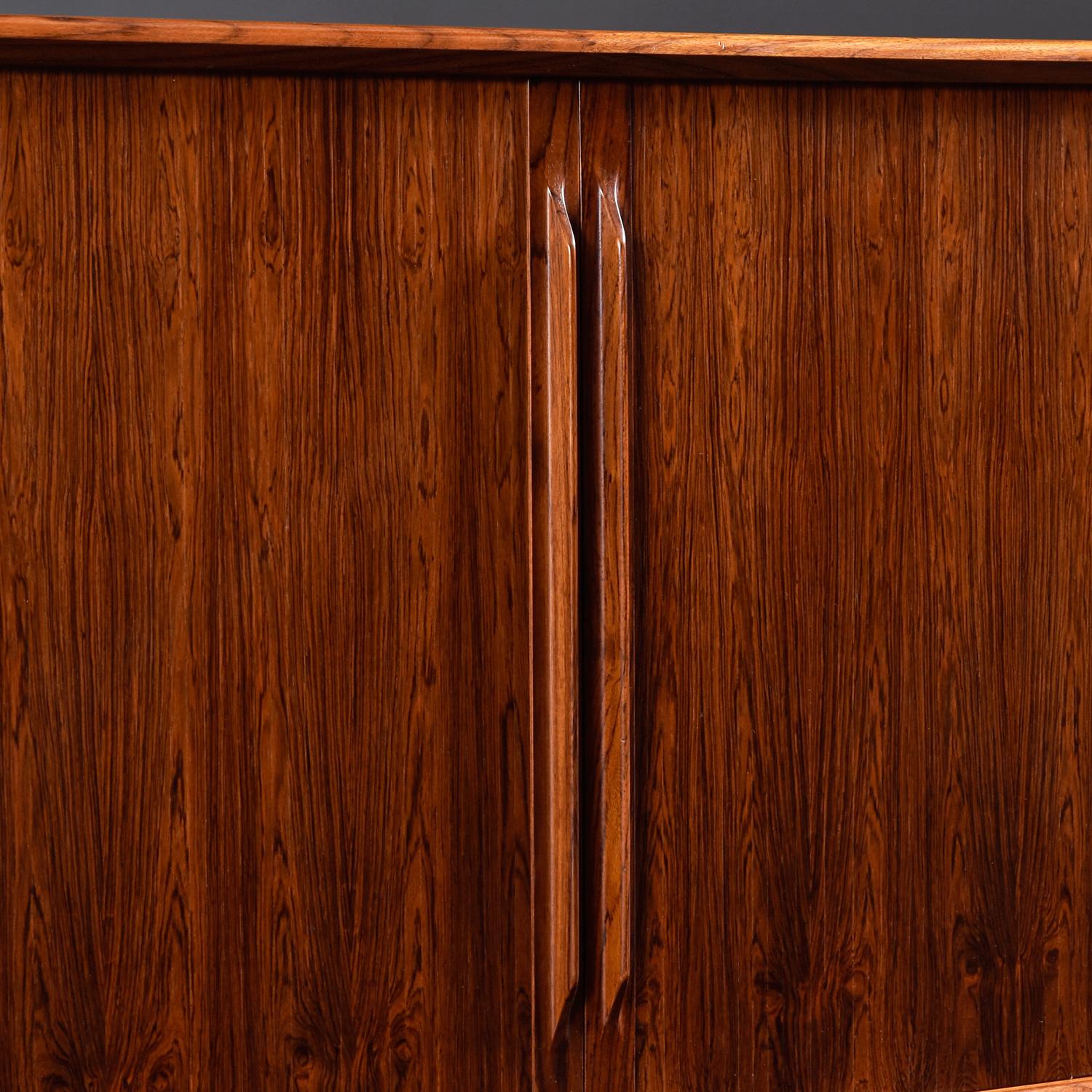 Danish Rosewood Tambour Credenza by Bernhard Pedersen & Son with Finished Back For Sale 3