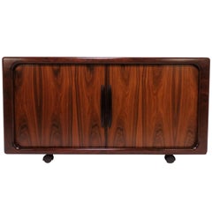 Danish Rosewood Tamboured Door Media Cabinet by Dyrlund