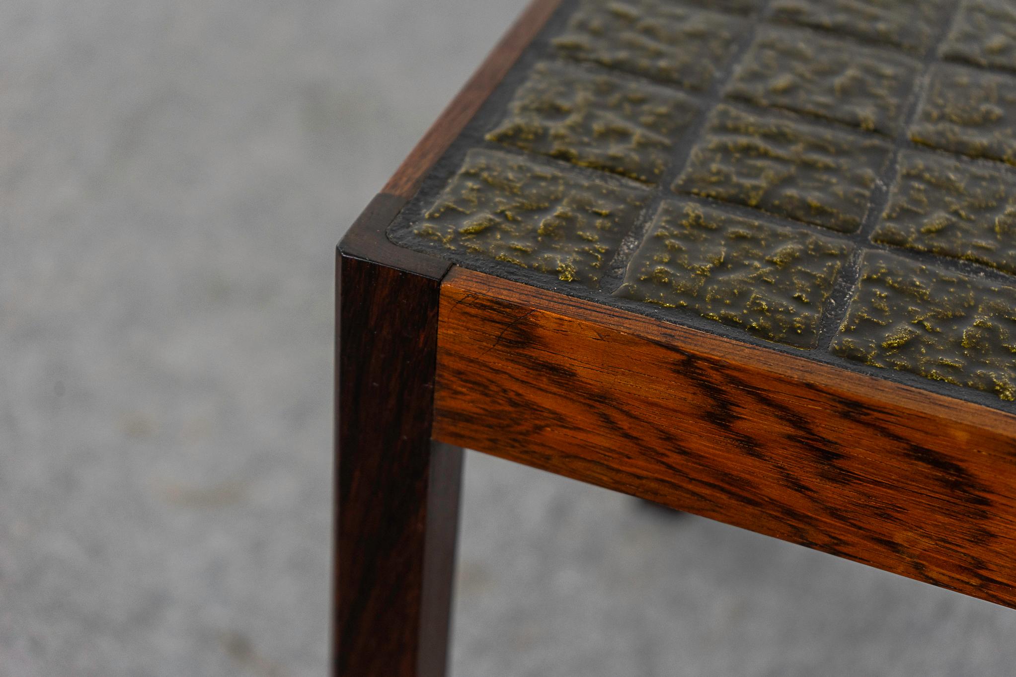 Scandinavian Modern Danish Rosewood & Tile Side Table