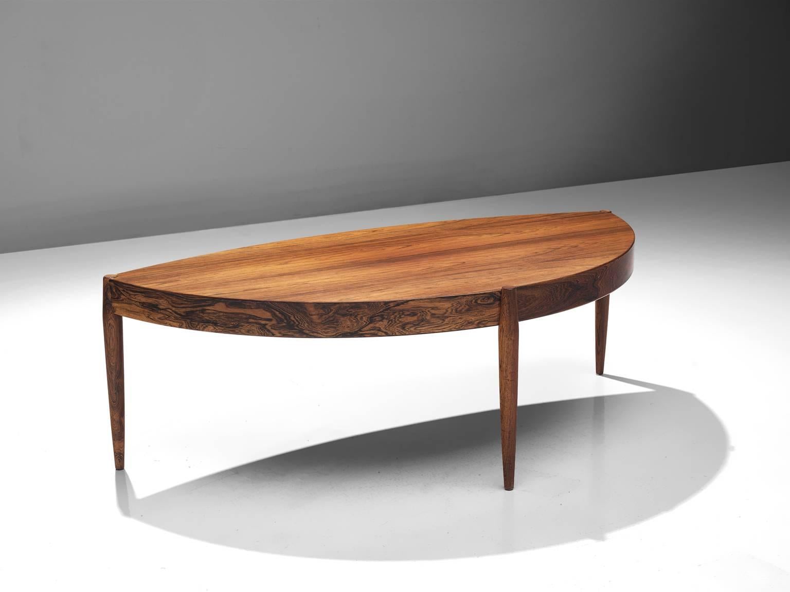 Scandinavian Modern Danish Rosewood Tripod Coffee Table