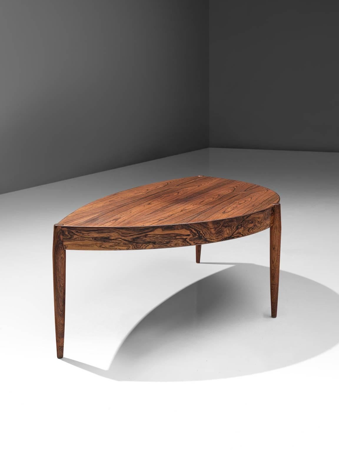 Mid-20th Century Danish Rosewood Tripod Coffee Table