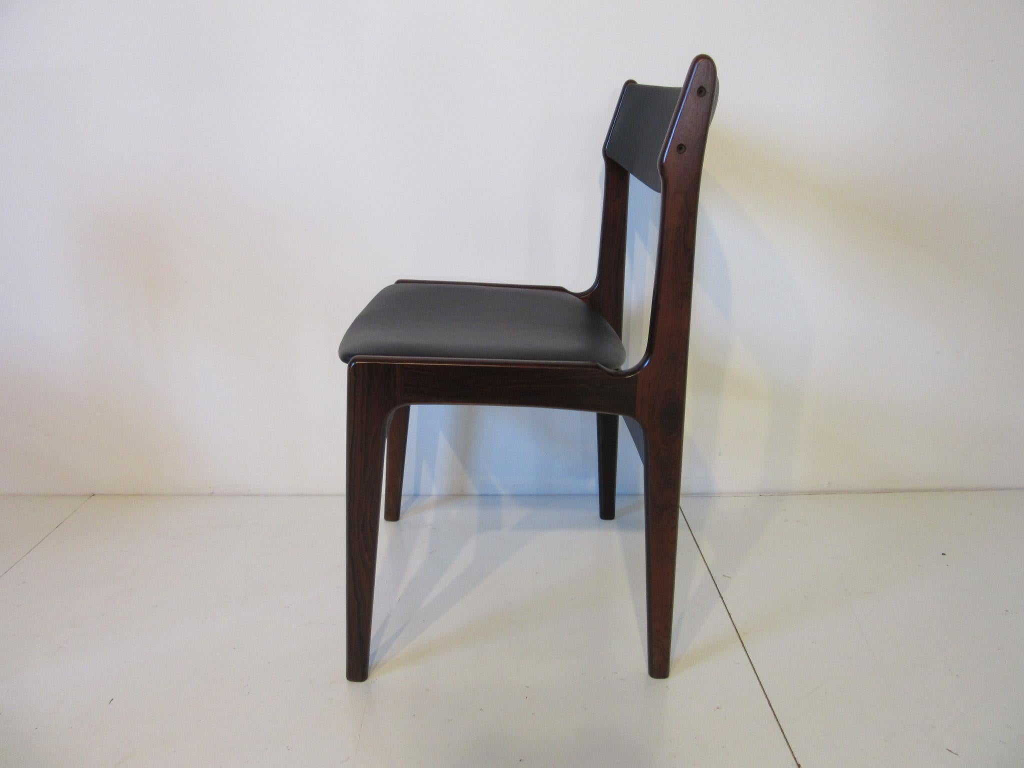 Mid-Century Modern Danish Rosewood Upholstered Dining Chairs in the Style of Erik Buck