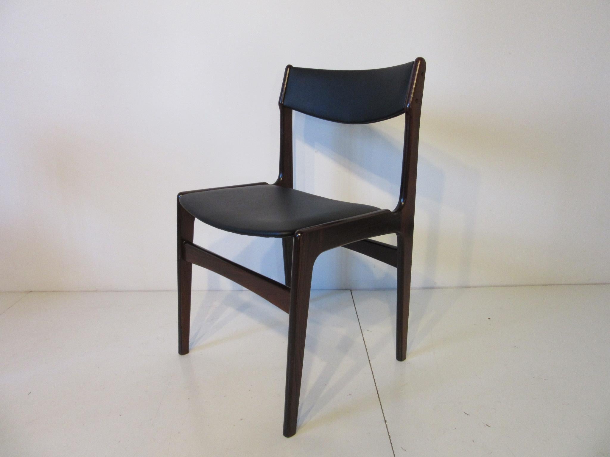 20th Century Danish Rosewood Upholstered Dining Chairs in the Style of Erik Buck