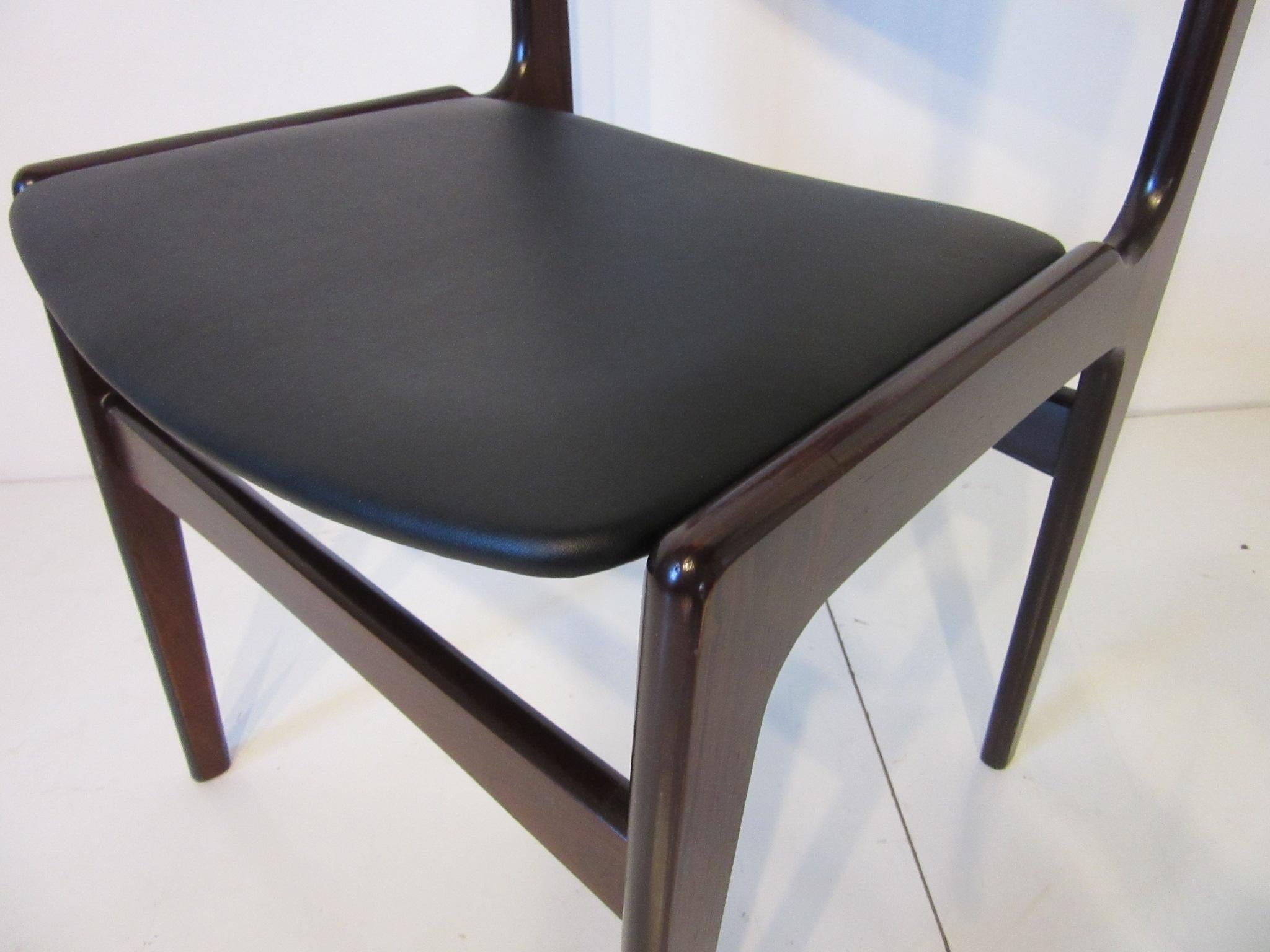 Danish Rosewood Upholstered Dining Chairs in the Style of Erik Buck 1