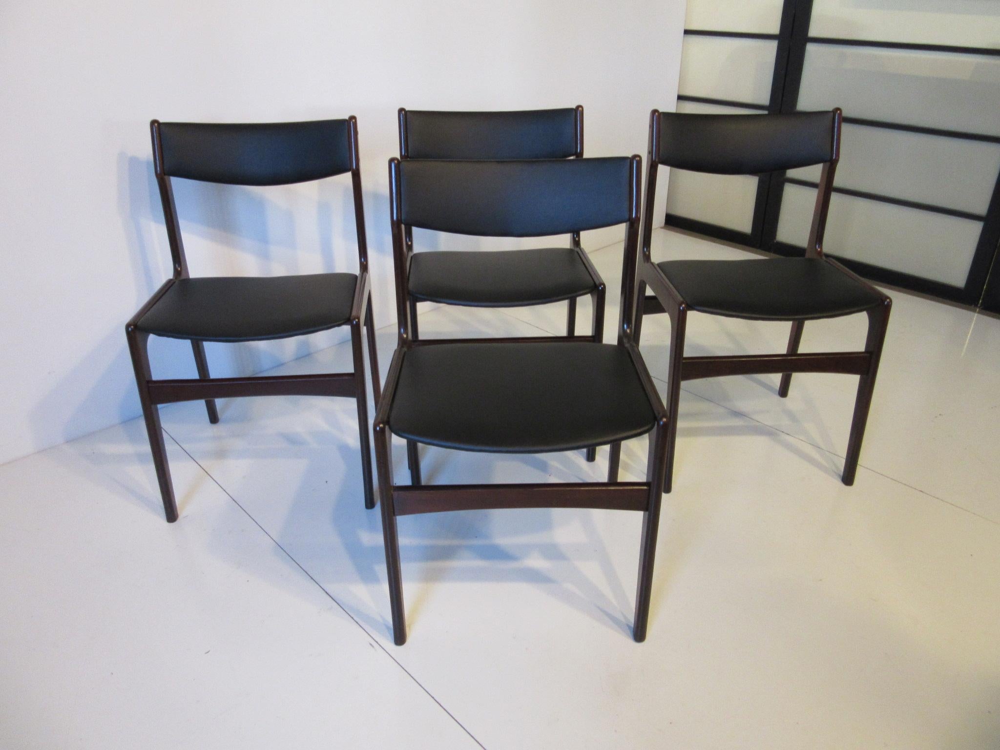 Danish Rosewood Upholstered Dining Chairs in the Style of Erik Buck 3